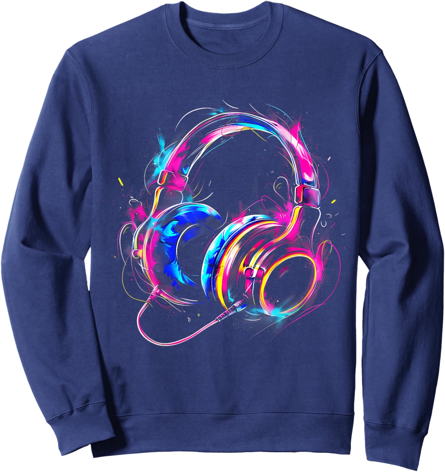Headphones Music DJ House Dance Club Music Headphones Splash Sweatshirt - Sweatshirt | Navy
