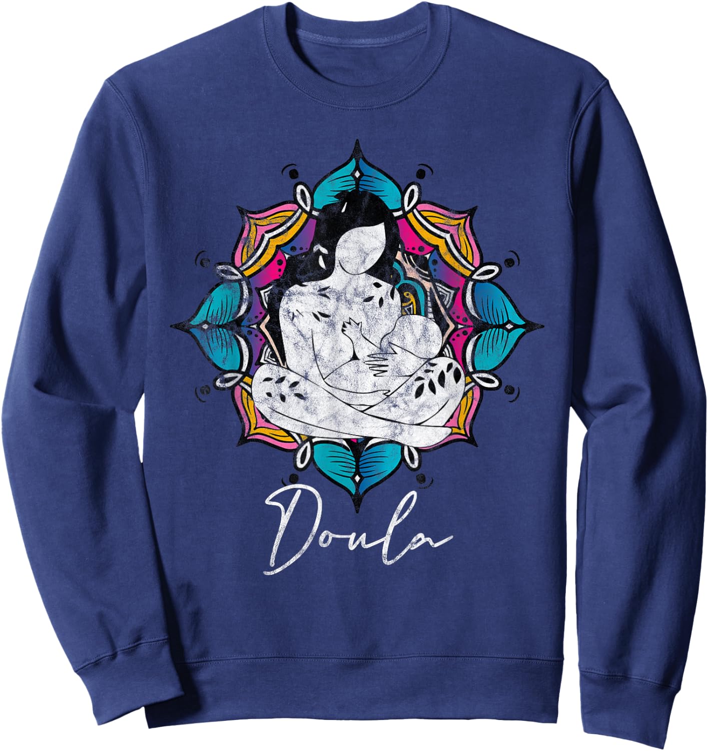 Doula Floral Birth Companion Gift Birth Coach Assistant Sweatshirt - Sweatshirt | Navy