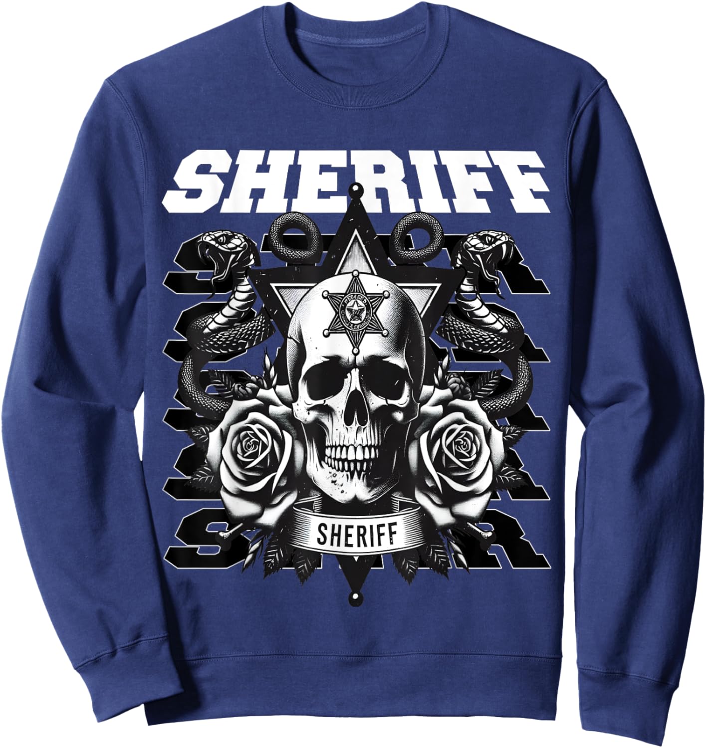 Sheriff Star Snakes and Roses Sweatshirt - Sweatshirt | Navy