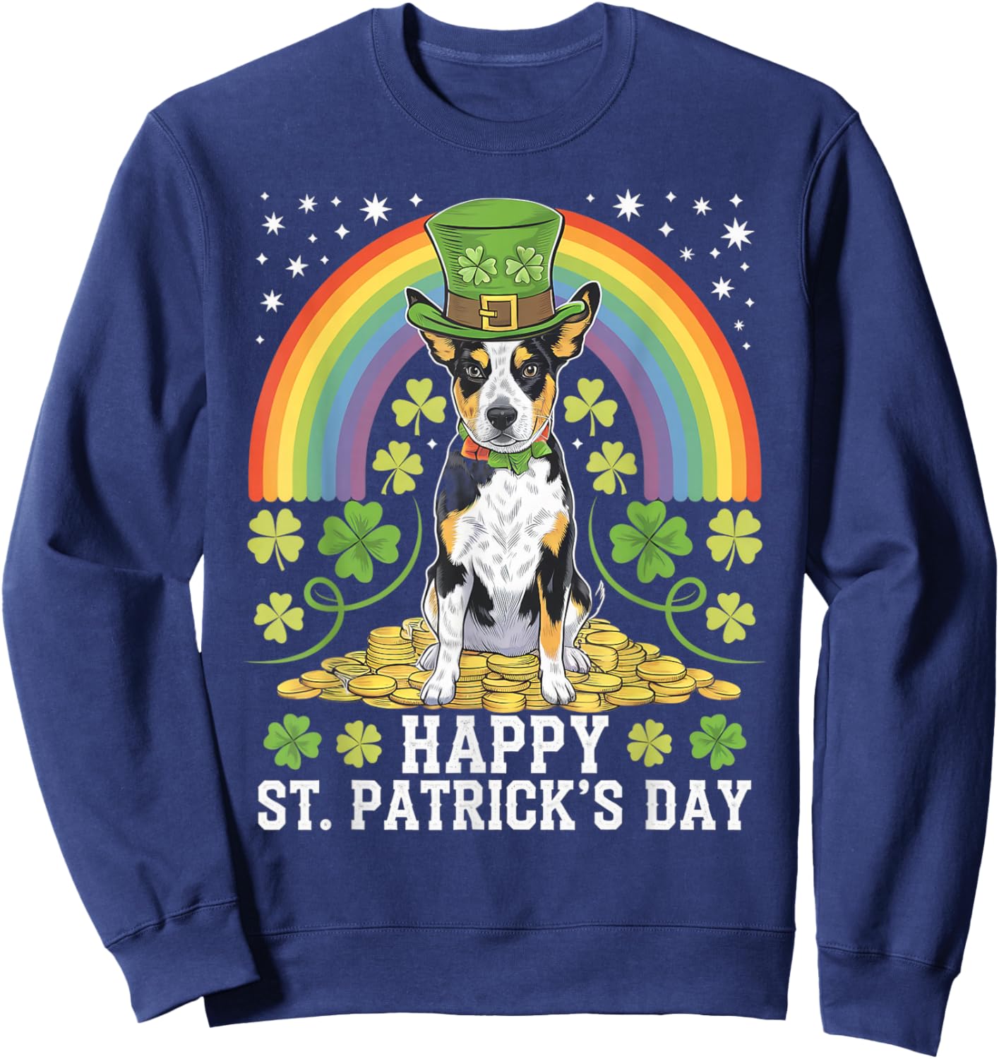 Blue or Red Heeler on Australian Cattle Dog St Patricks Day Sweatshirt - Sweatshirt | Navy
