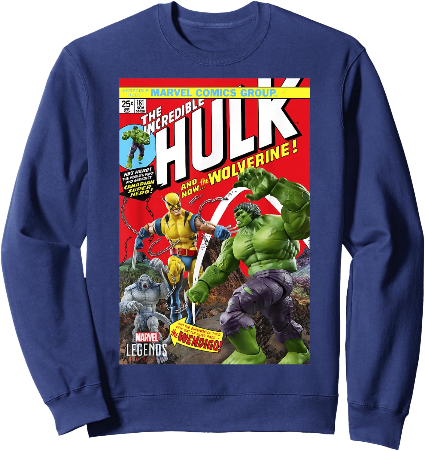 Marvel Legends Series Hulk and Wolverine Comic Cover Sweatshirt - Sweatshirt | Navy