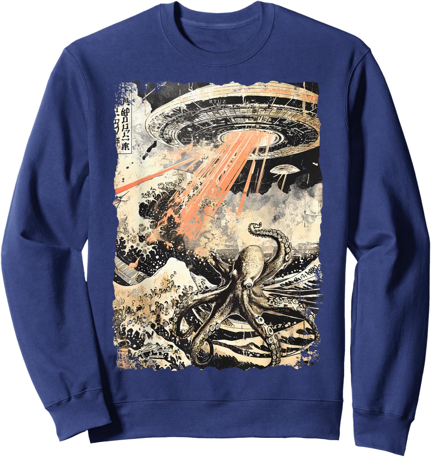 Y2K Streetwear Vintage Fashion Oktopus Horror Monster Krake Sweatshirt - Sweatshirt | Navy