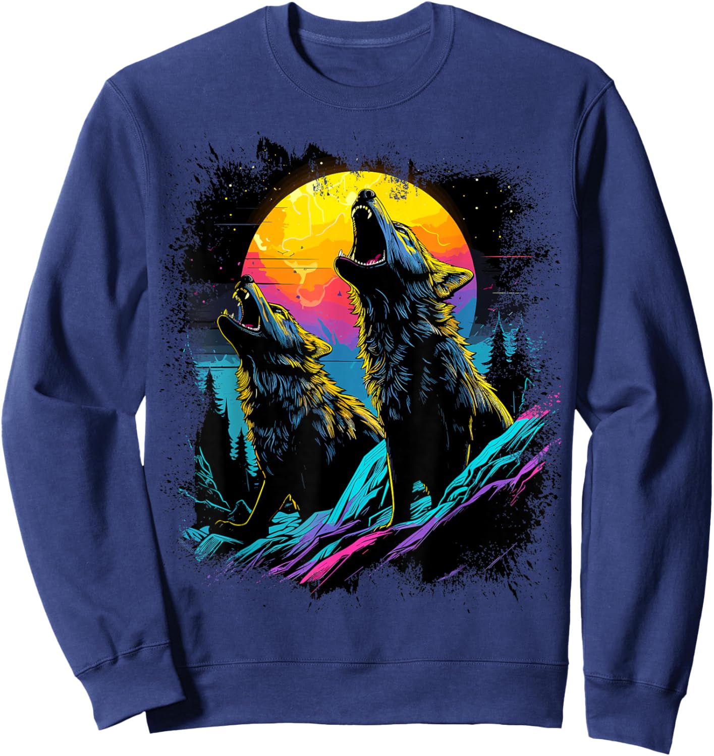 Wolves Moon Howling Wolf Sweatshirt - Sweatshirt | Navy
