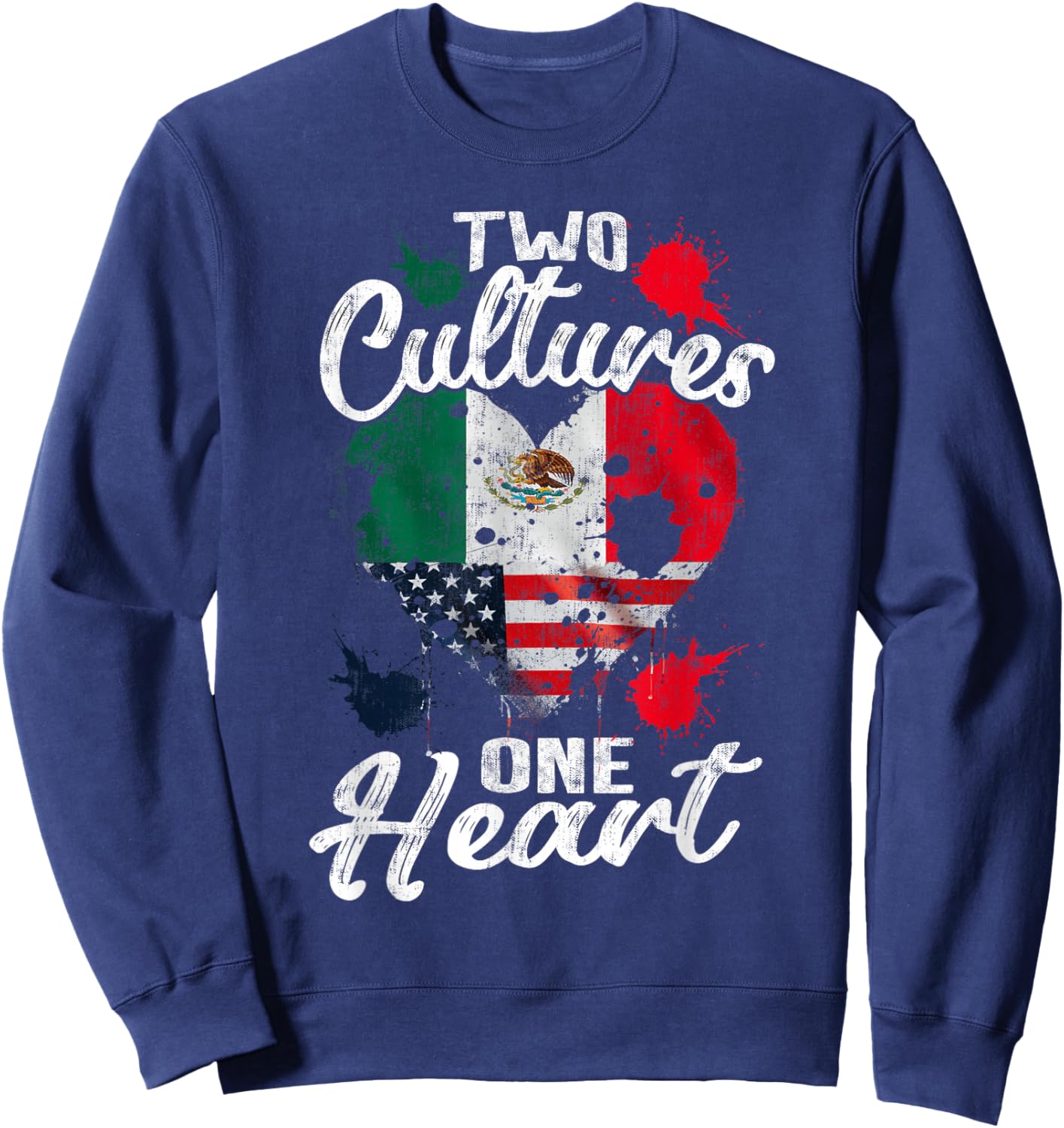 Zwei Kulturen EIN Herz Mexico USA Mexican American Sweatshirt - Sweatshirt | Navy