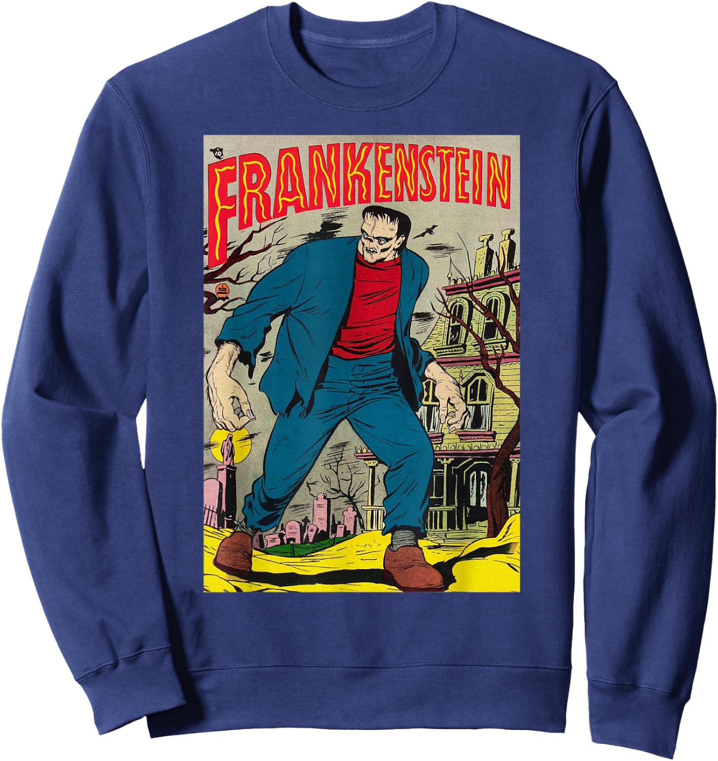 Classic Monster Poster Horror Comic Book Frankenstein Sweatshirt - Sweatshirt | Navy