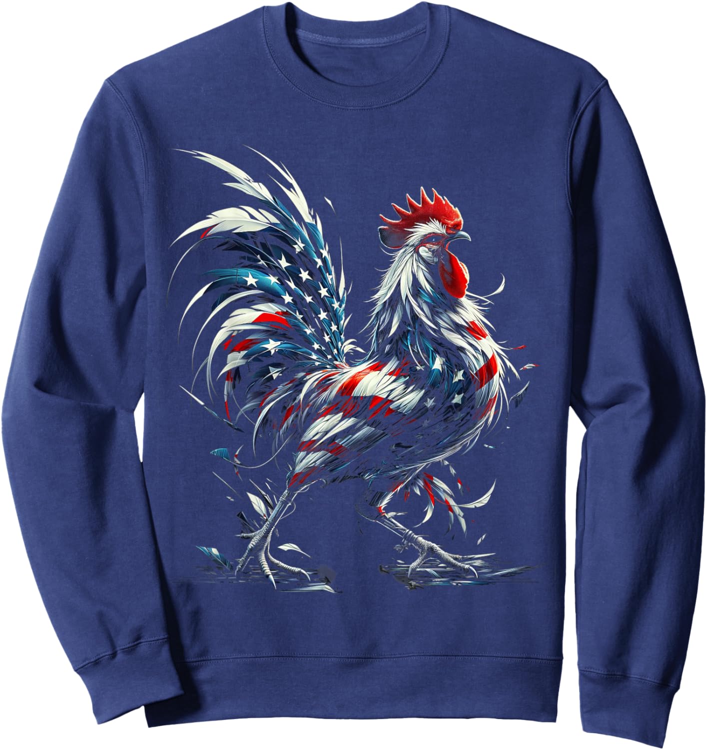 American Flag Rooster Chicken 4th of July Animal Sweatshirt - Sweatshirt | Navy