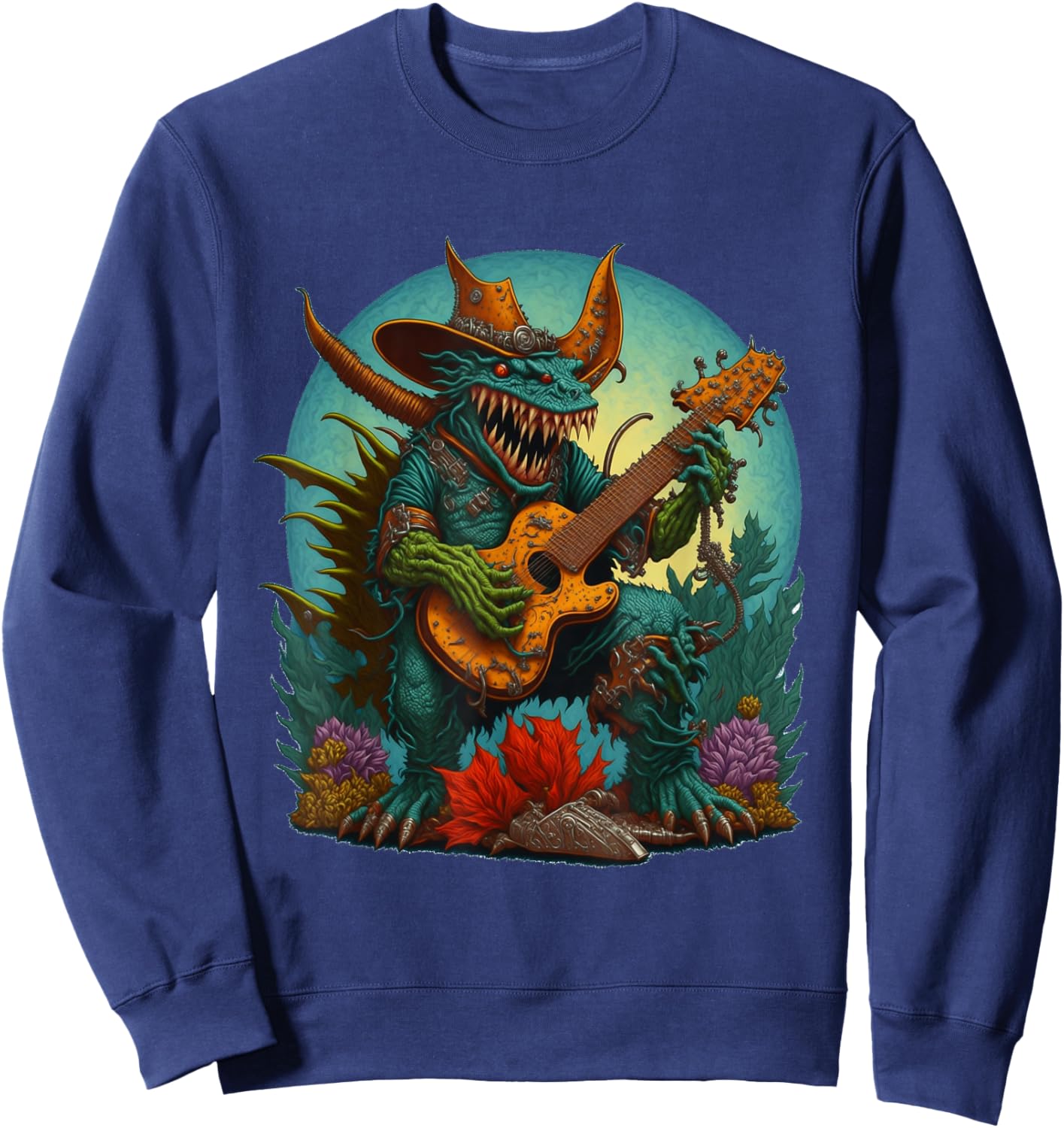 Hodag Country Fest Cowboy Hat Guitar Monster for Music Fans Sweatshirt - Sweatshirt | Navy