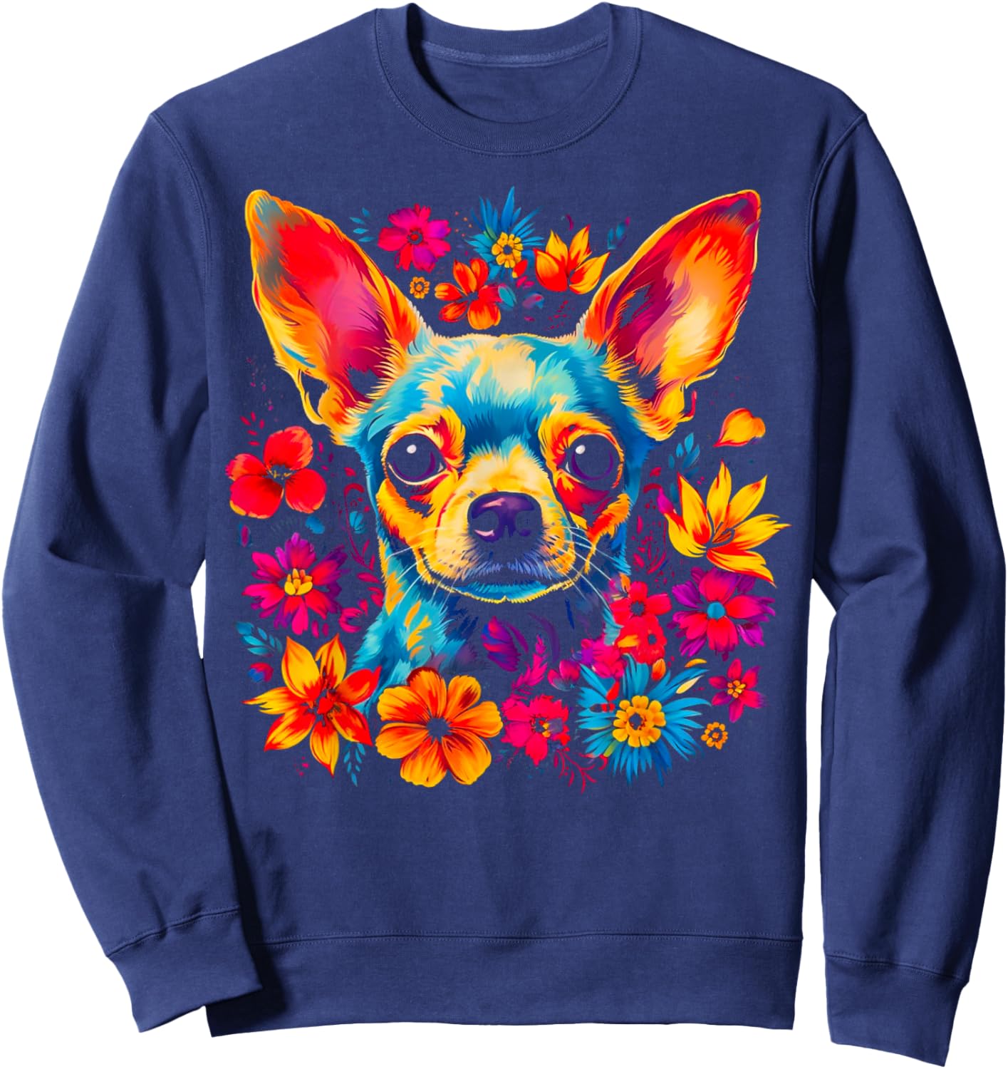 Chihuahua Dog Flowers Sweatshirt - Sweatshirt | Navy