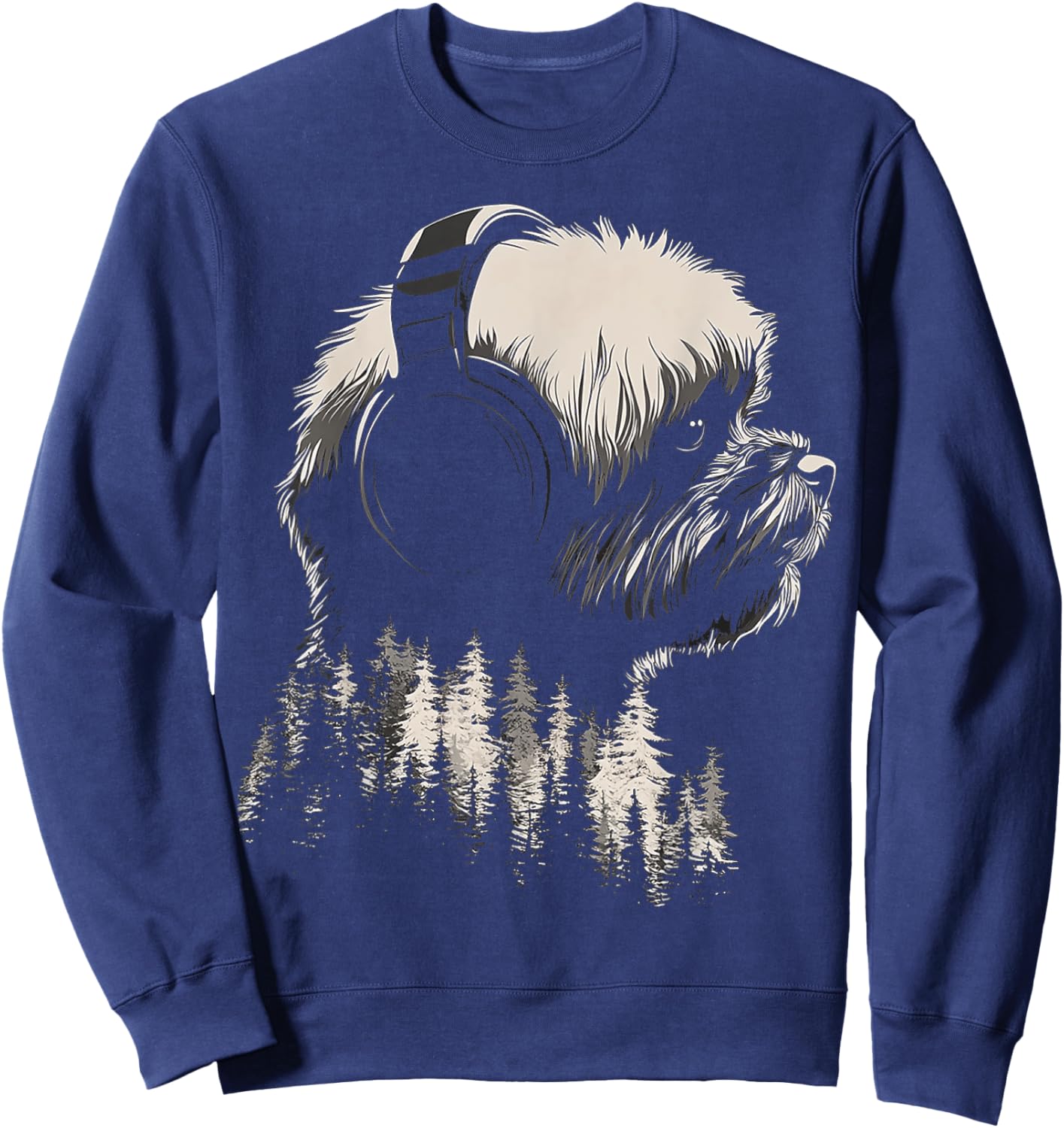 Shih Tzu Dog Motif Pet Art Music Headphone Shih Tzu Sweatshirt - Sweatshirt | Navy