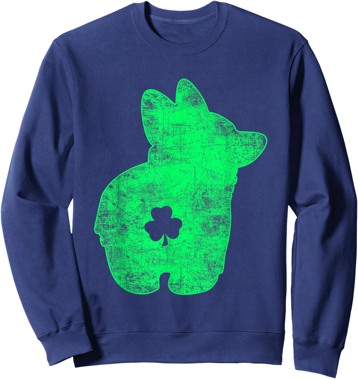 Happy St Patrick's Day Funy Saint Patricks Corgi Dog Sweatshirt - Sweatshirt | Navy