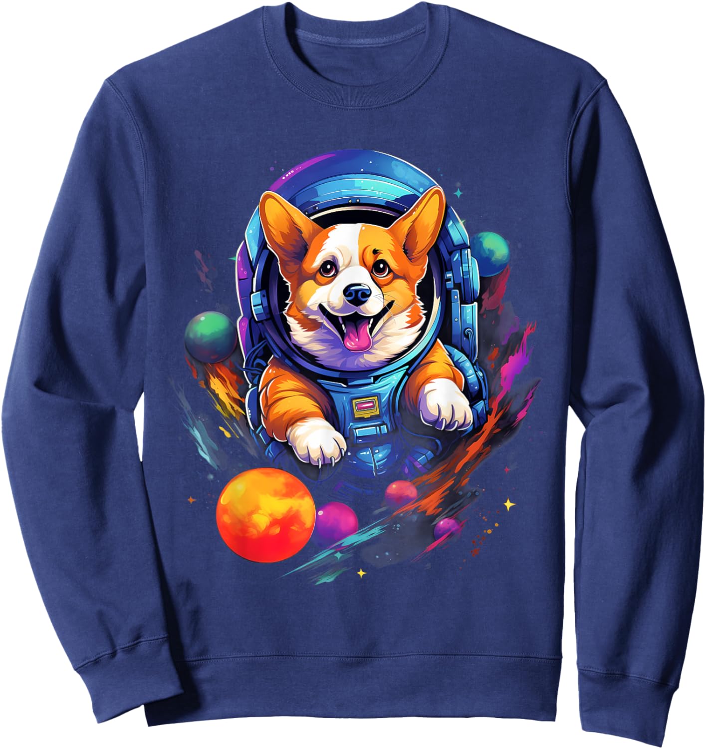 Space Corgi Dog Astronaut Sweatshirt - Sweatshirt | Navy