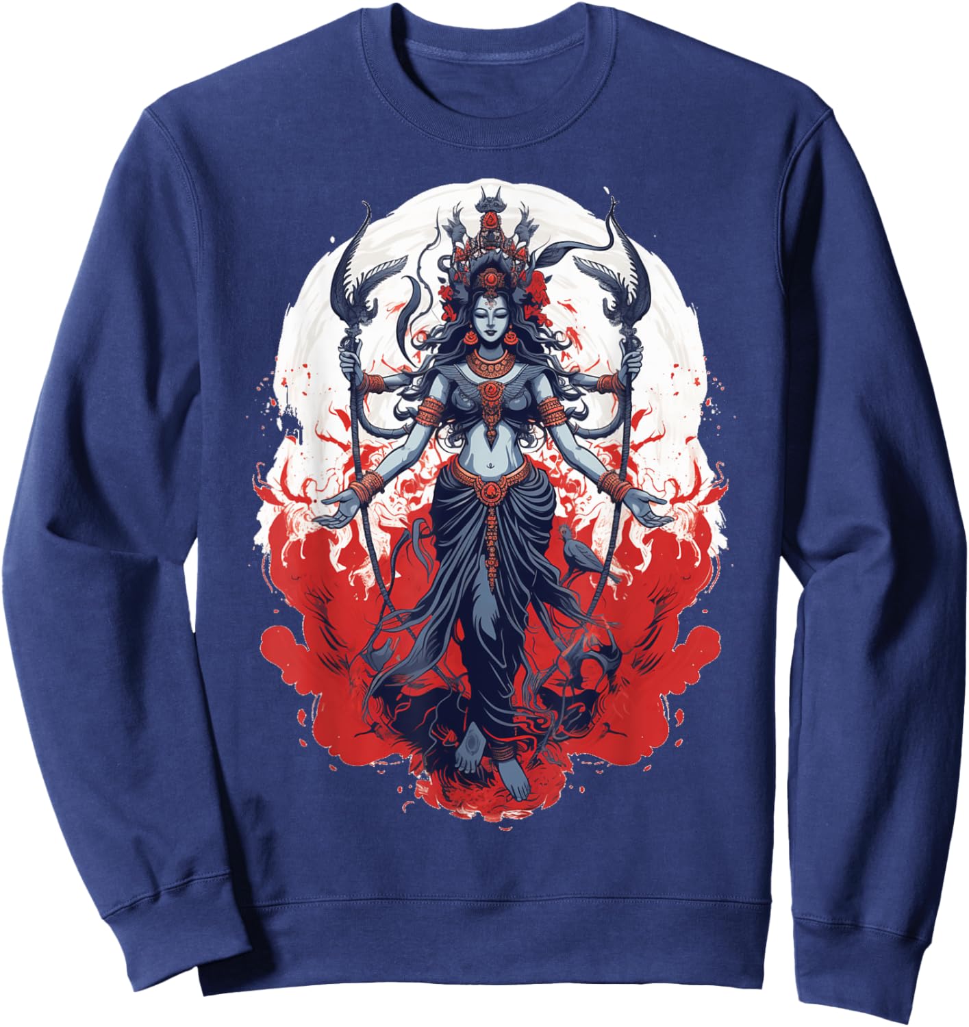 Kali Goddess of Death, Time and Doomsday Hindu Yoga Women Sweatshirt - Sweatshirt | Navy