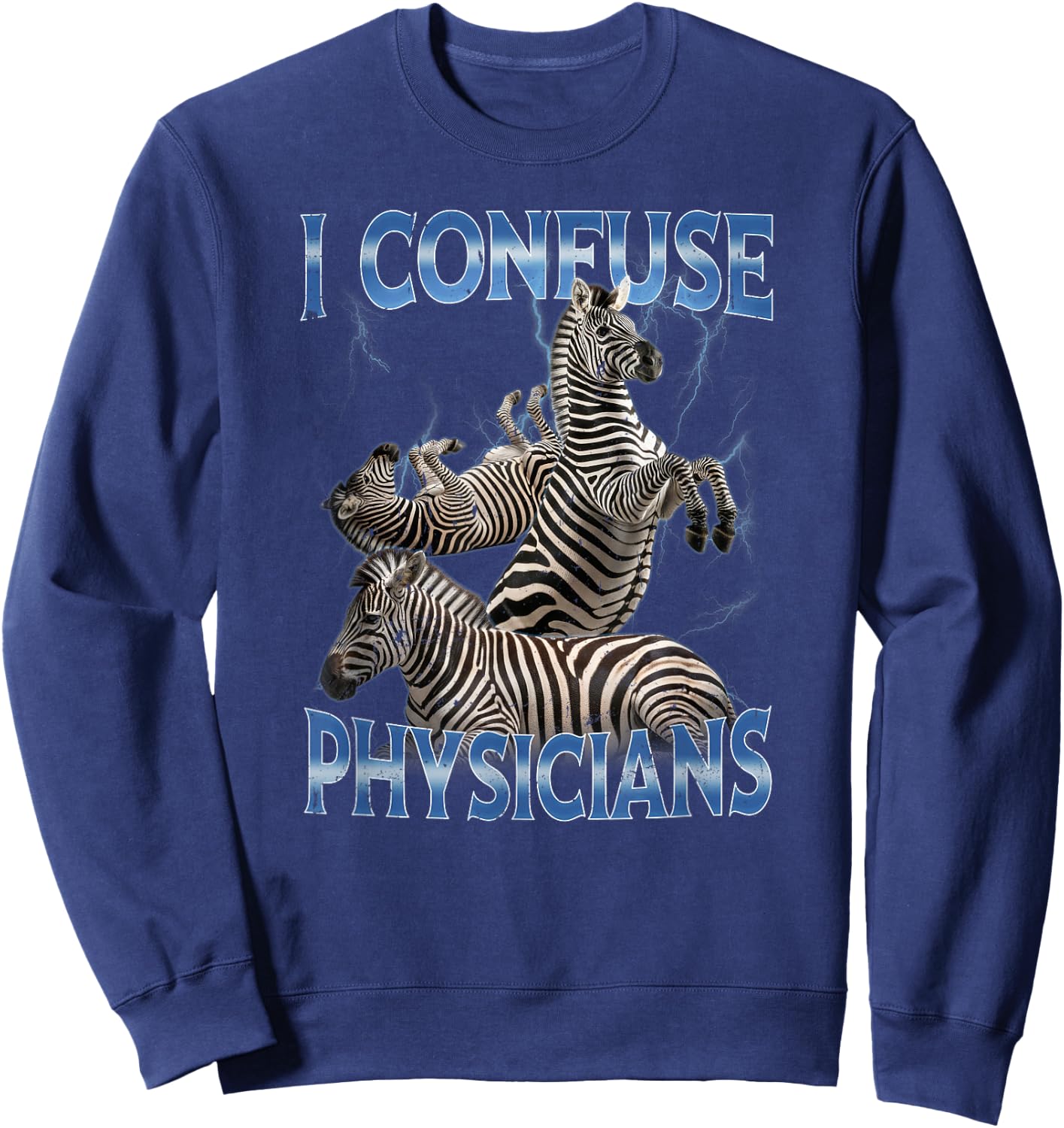 I Confuse Physicians Zebra Ribbon Rare Disease Awareness Sweatshirt - Sweatshirt | Navy