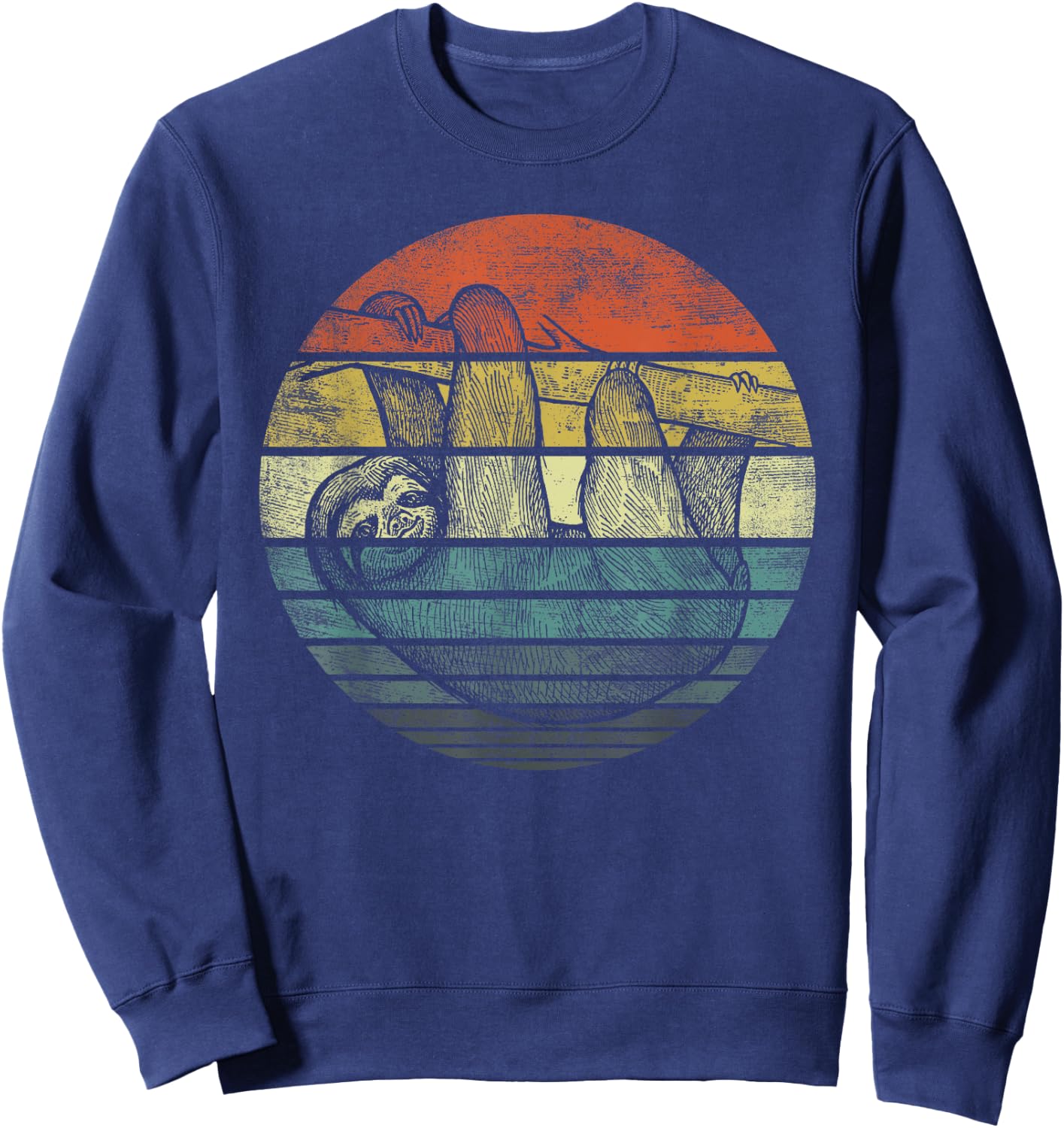 Sloth Lover Gifts Retro Sunset Funny Animal Sloth Silhouette Sweatshirt - Sweatshirt | Navy