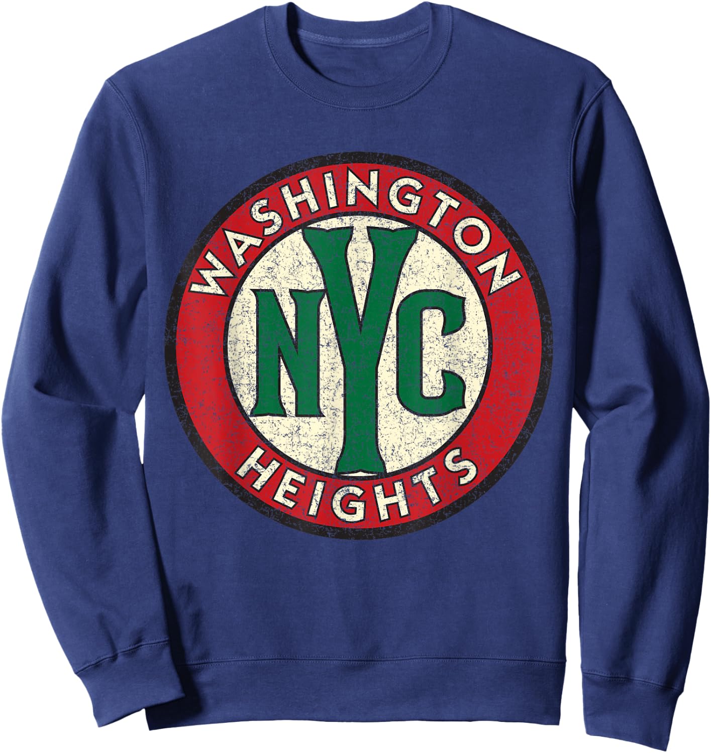 Washington Heights NYC Circle Sign Distressed Print Sweatshirt - Sweatshirt | Navy