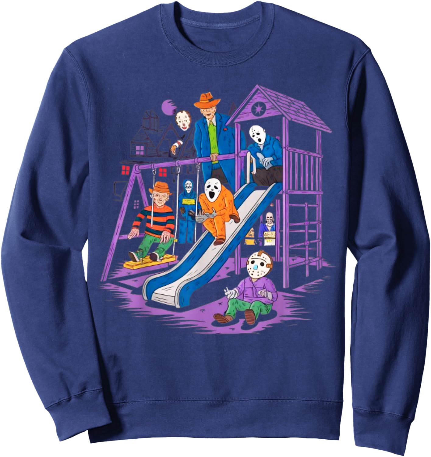 Horror Clubhouse In Park Halloween 2025 Costume Present Sweatshirt - Sweatshirt | Navy