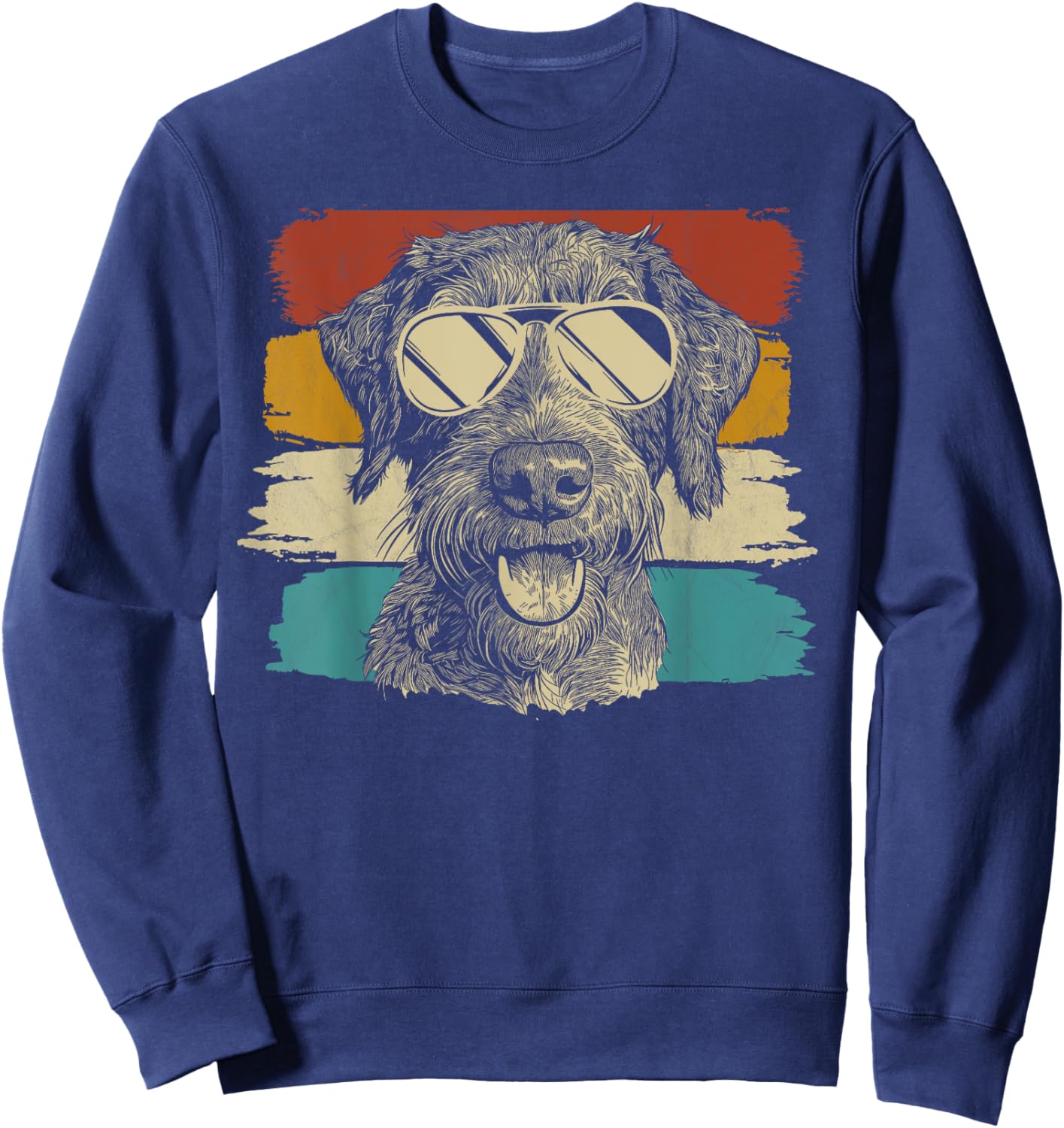 German Wirehaired Pointer with sunglasses retro Sweatshirt - Sweatshirt | Navy