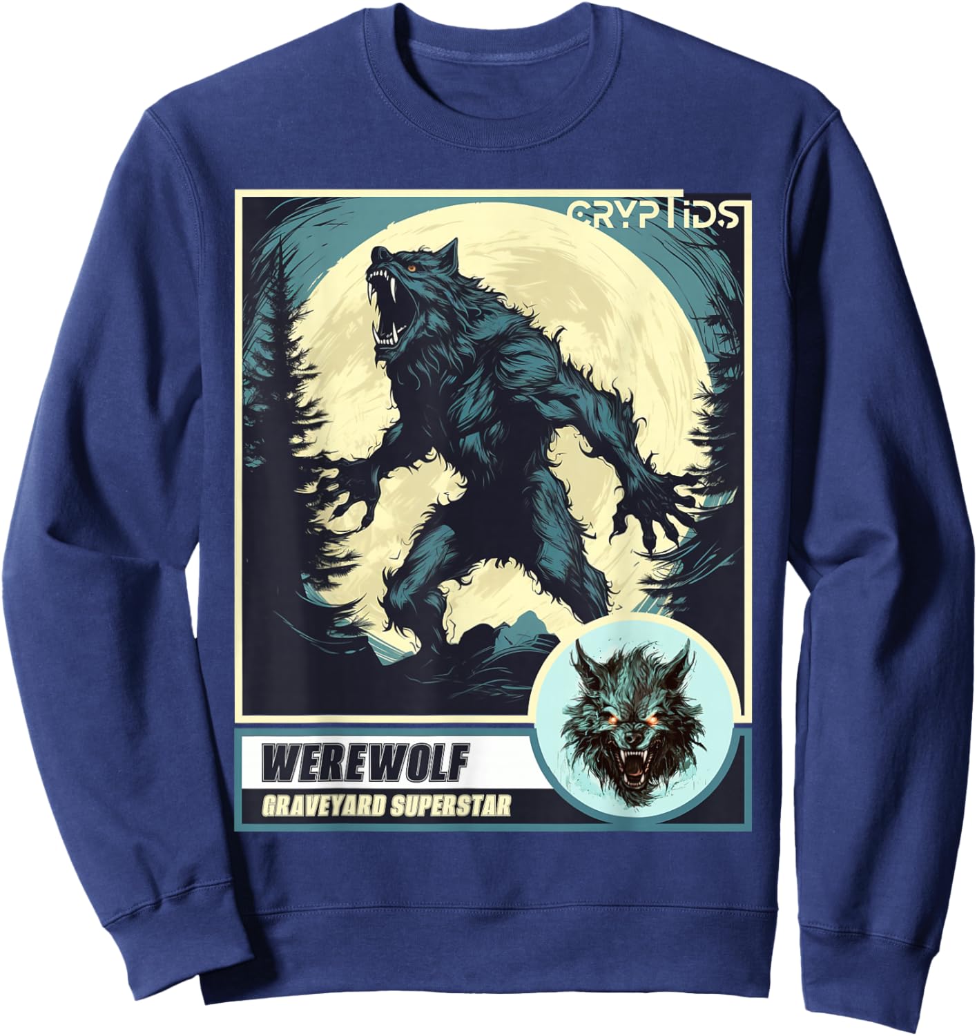 Scary Werewolf Howling at The Moon Sweatshirt - Sweatshirt | Navy