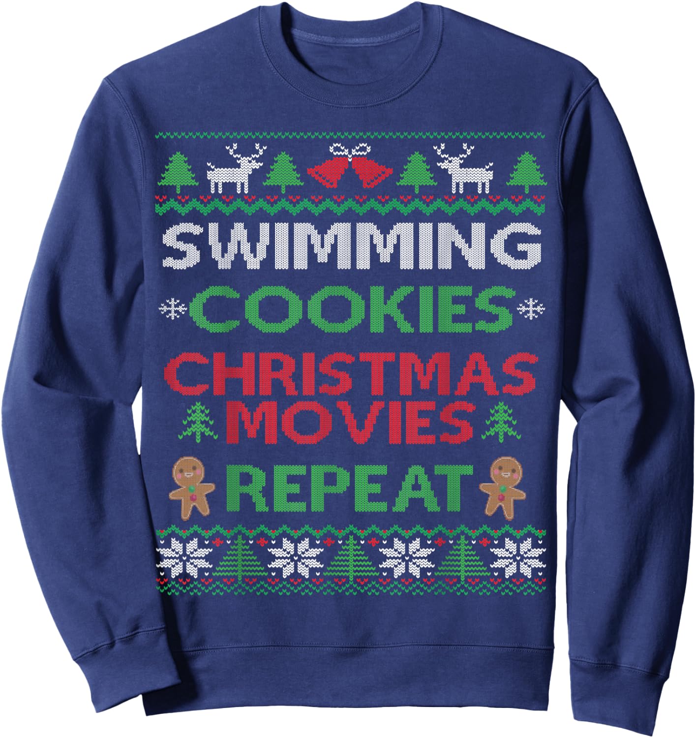 Swimming Ugly Christmas Design Swimmer & Diving Swim Team Sweatshirt - Sweatshirt | Navy