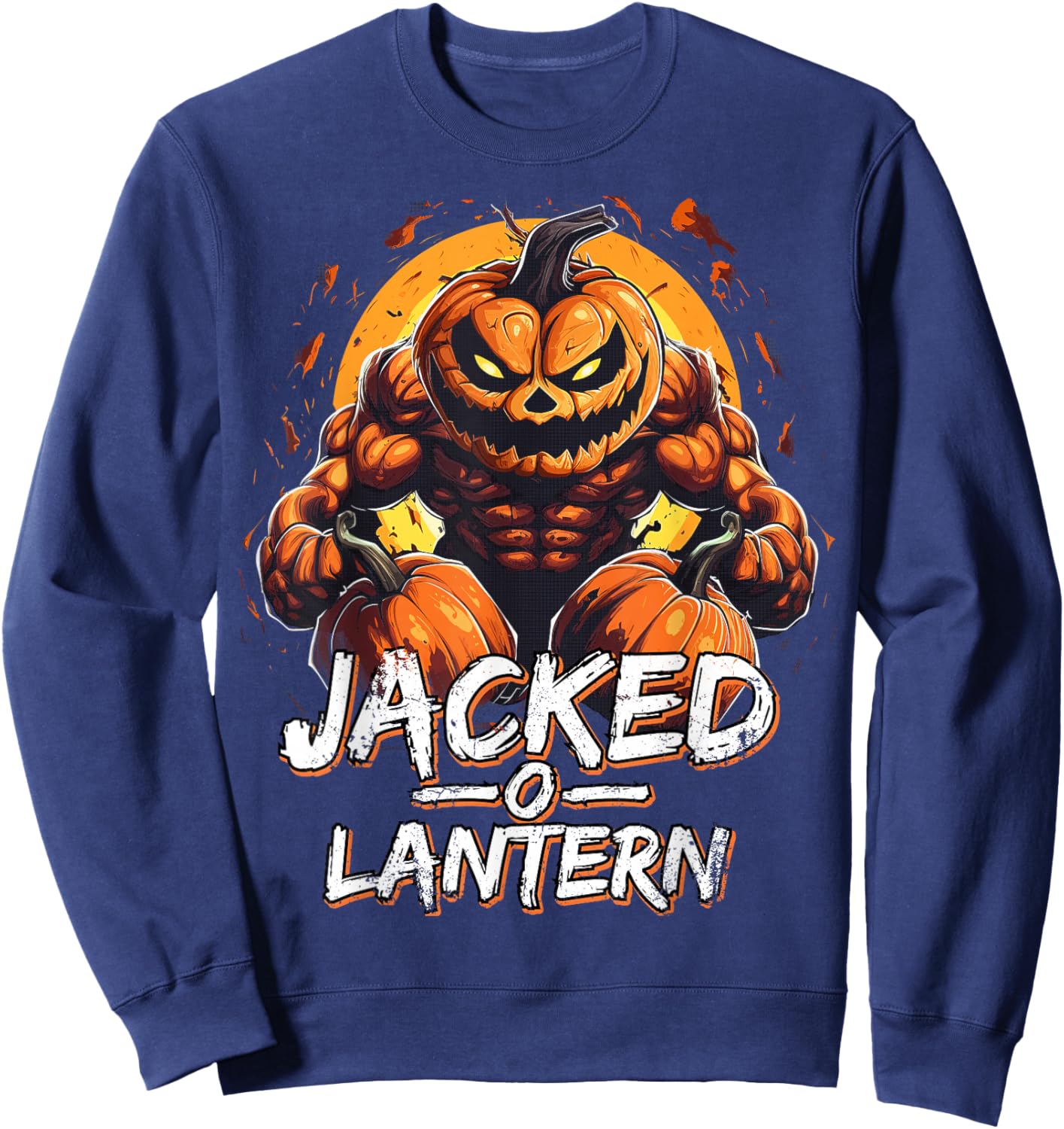 Funny Halloween Jacked O Lantern Costume Party Gym Men Sweatshirt - Sweatshirt | Navy