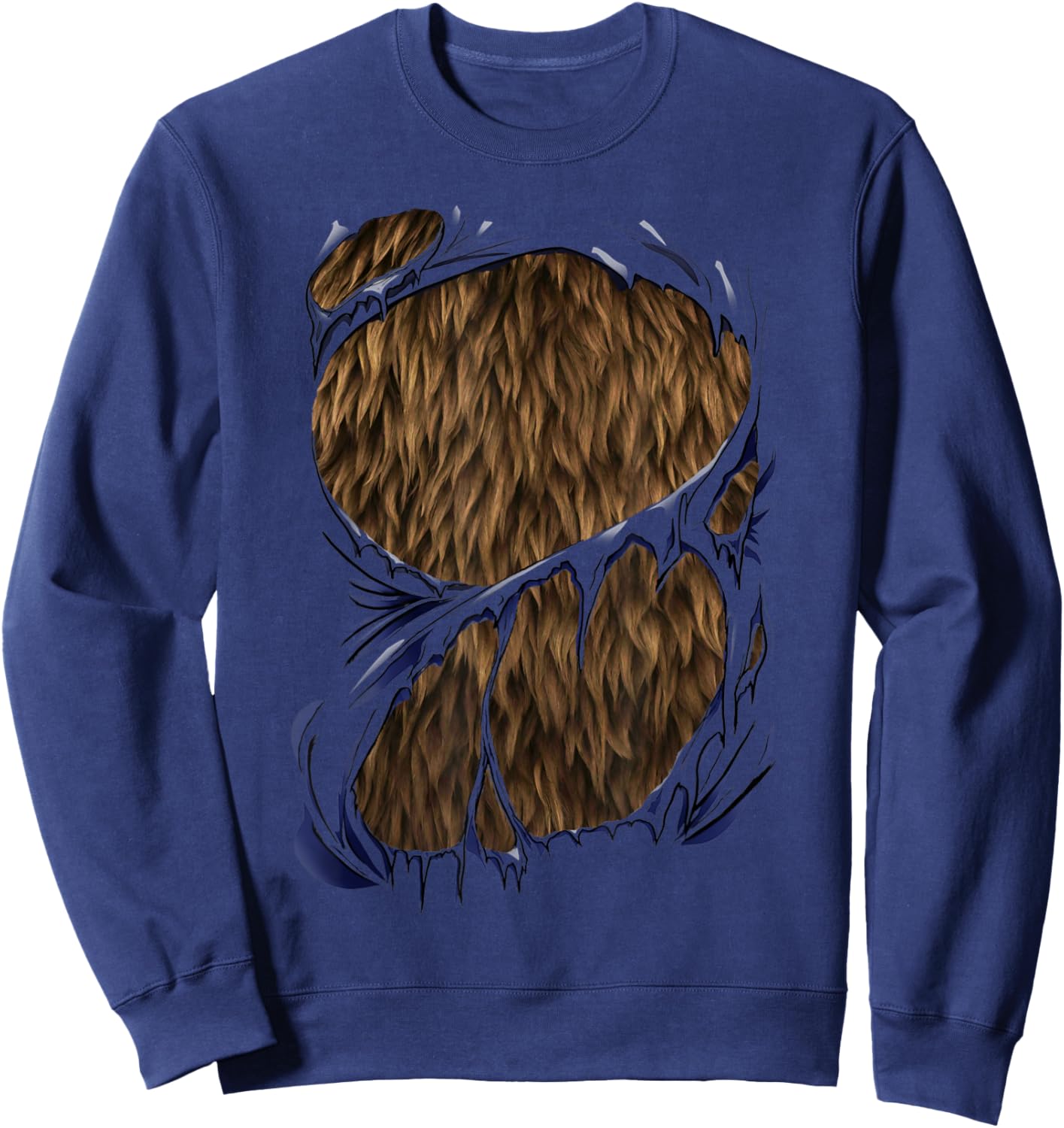 Werewolf Costume for Halloween Brown Fur Bear Beast Cosplay Sweatshirt - Sweatshirt | Navy