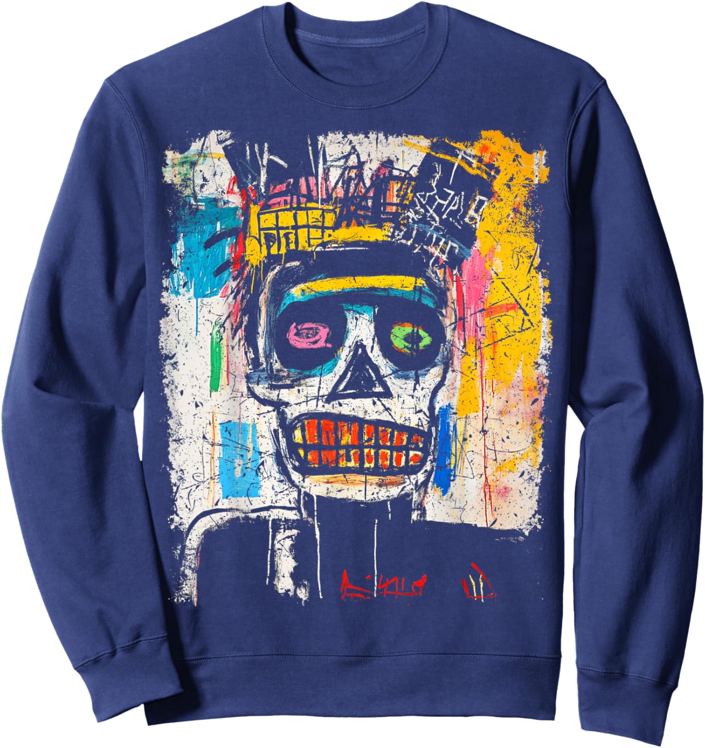 Pop Art Style 90s Men's Graffiti Sweatshirt - Sweatshirt | Navy