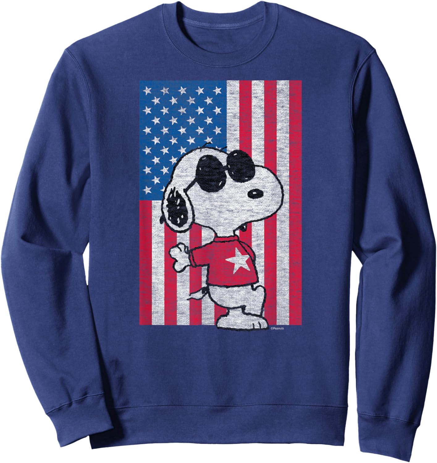 Peanuts - Joe Cool Flag Sweatshirt - Sweatshirt | Navy