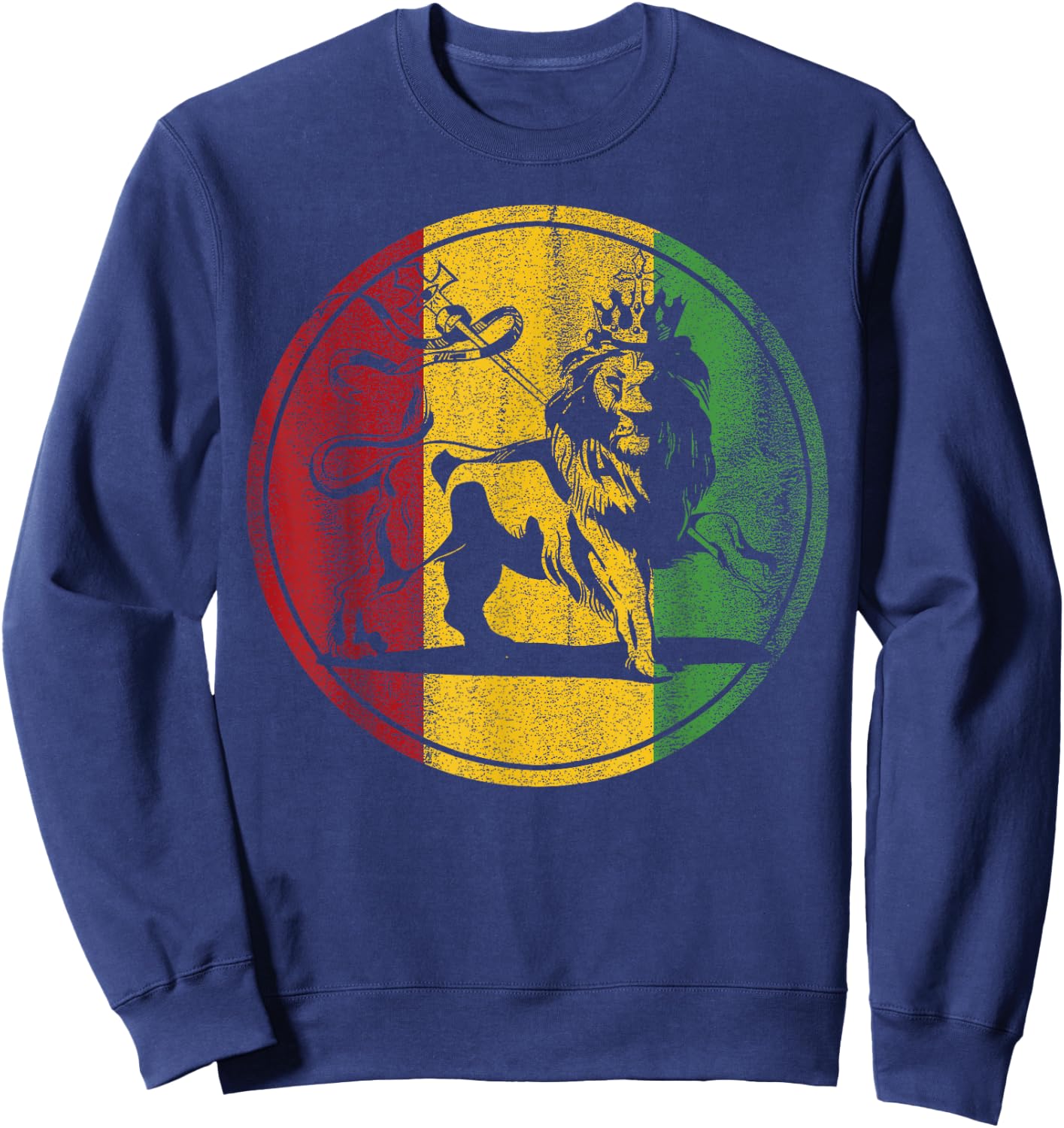 Rasta Rastafarian Rastafari Lion Reggae Jamaica Jamaican Sweatshirt - Sweatshirt | Navy