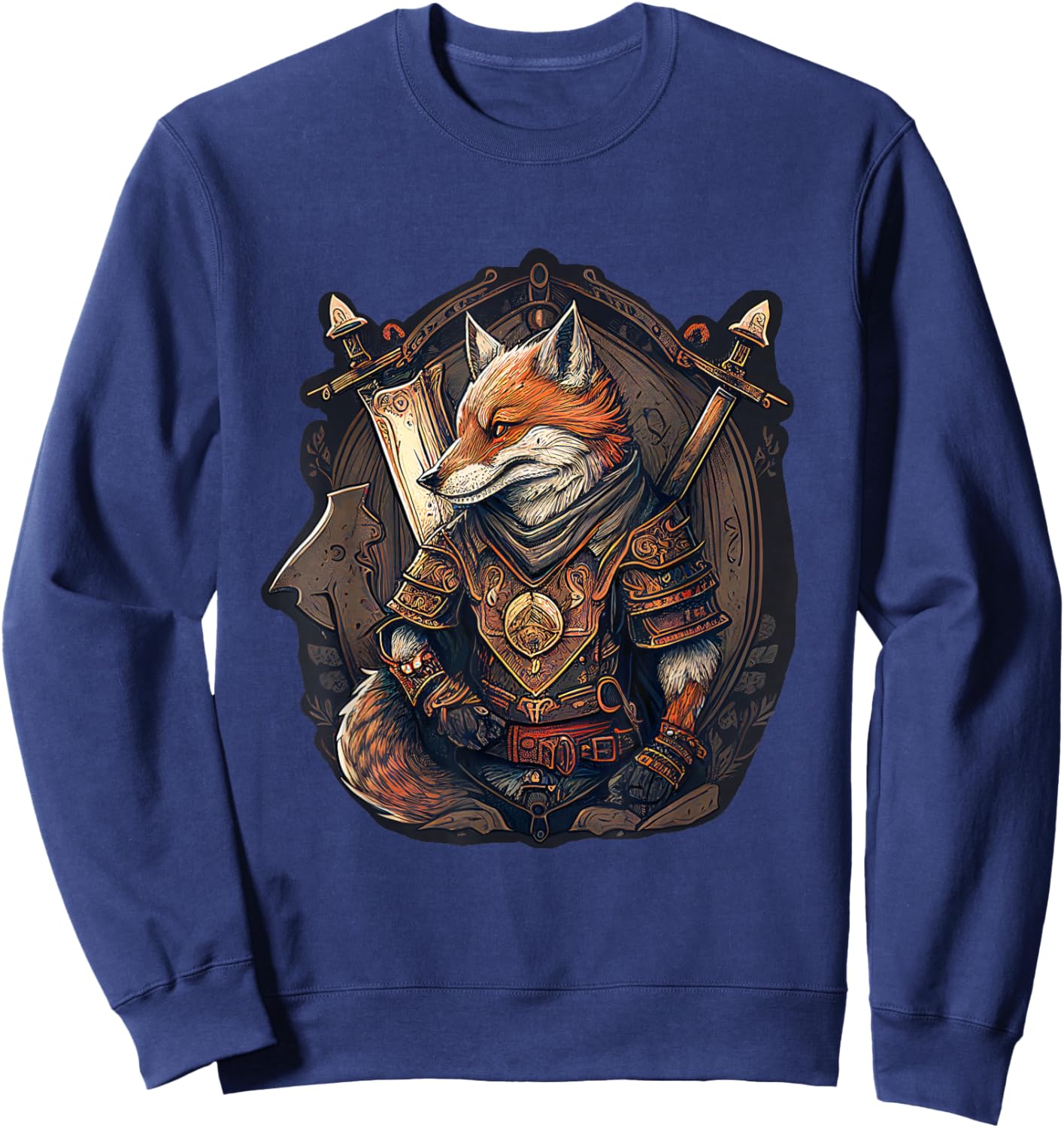 Medieval Anthropomorphic Fox Warrior Cute But Fierce Sweatshirt - Sweatshirt | Navy