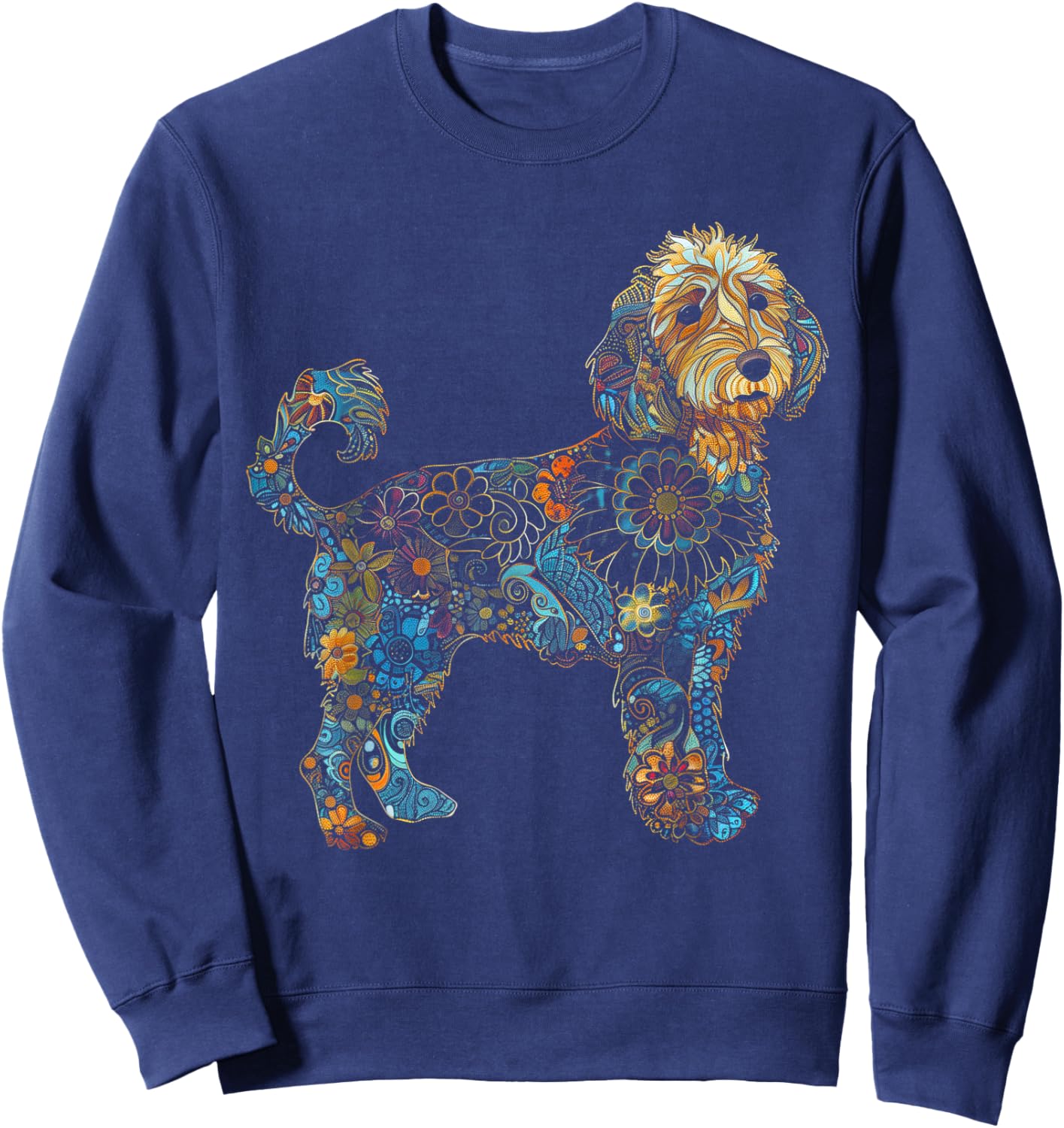 Goldendoodle Dog Vintage Flowers Doodle Mom Sweatshirt - Sweatshirt | Navy
