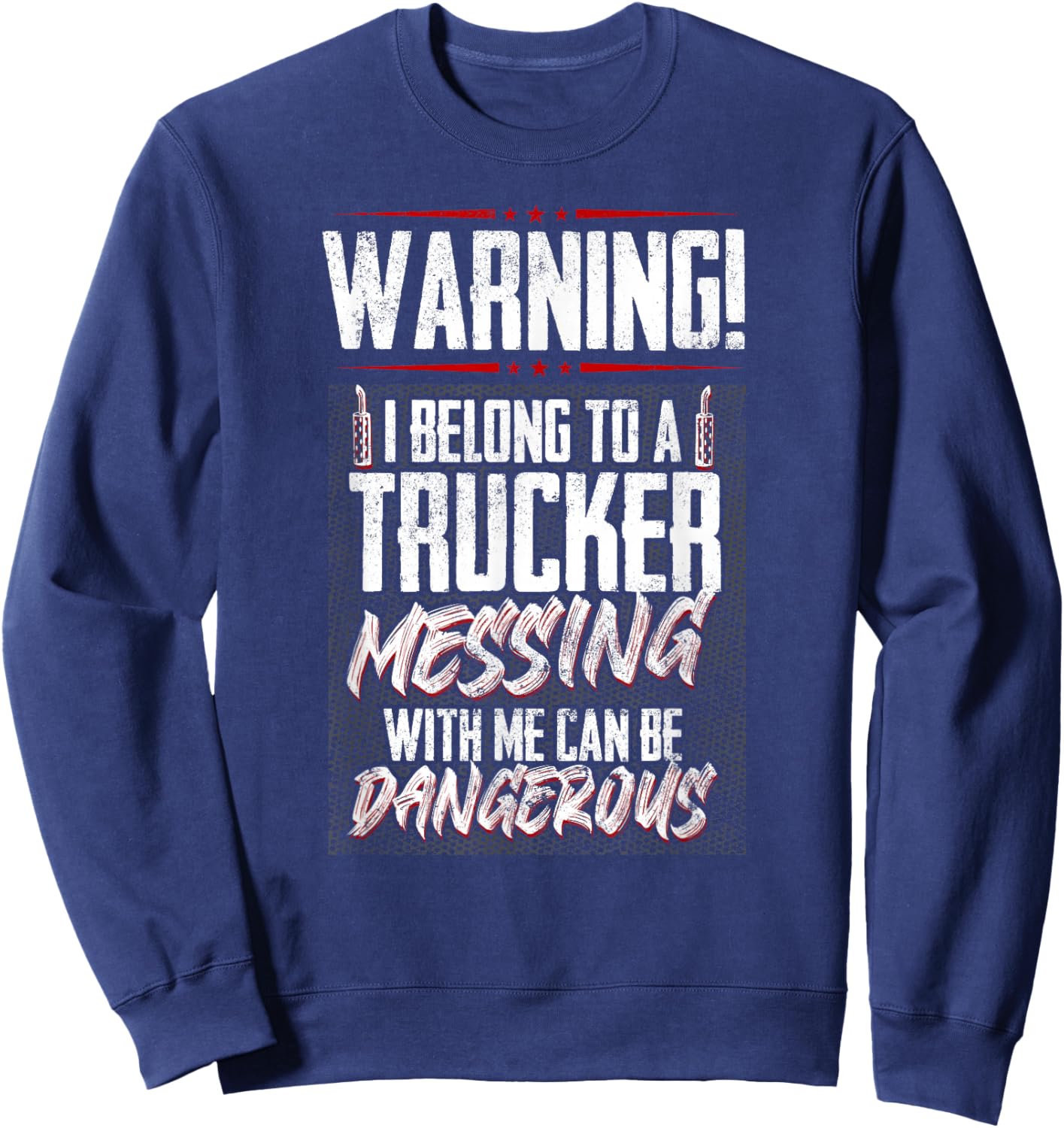 Truck Driver I Love My Trucker Wife Girlfriend Girl Sweatshirt - Sweatshirt | Navy