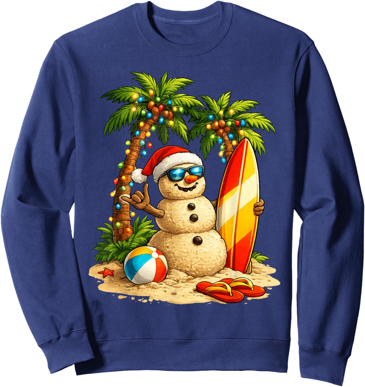 Xmas in July Santa Snowman Beach Summer Christmas in June Sweatshirt - Sweatshirt | Navy