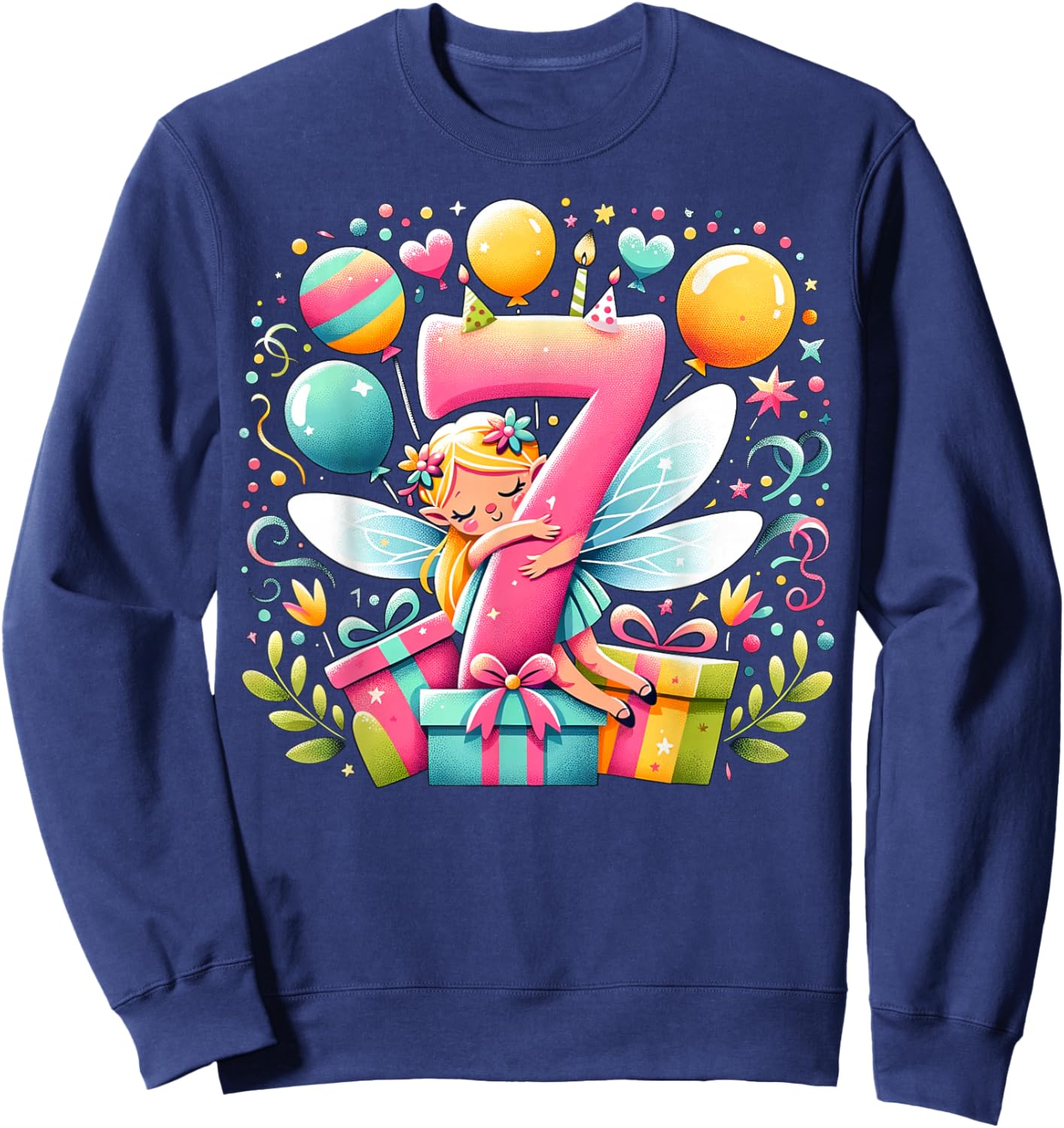 Kinderfeen-Thema 7. Geburtstag Party 7. Fee Geburtstag Sweatshirt - Sweatshirt | Navy