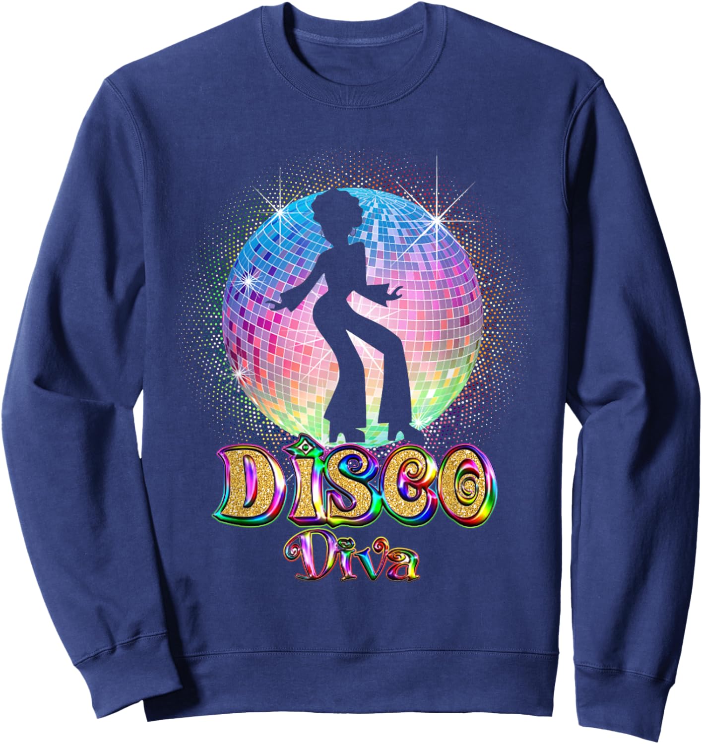 Disco Diva - Retro 70's 80's Seventies Retro Disco Ball Sweatshirt - Sweatshirt | Navy