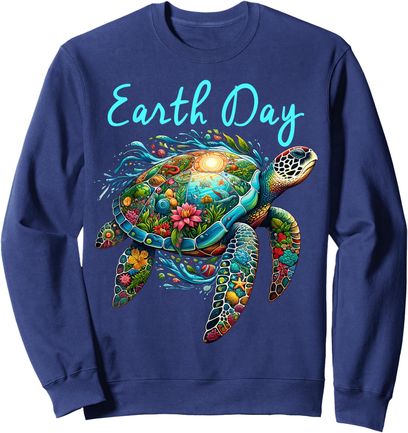 Sea Turtle Earth Day Save The Earth Sweatshirt - Sweatshirt | Navy