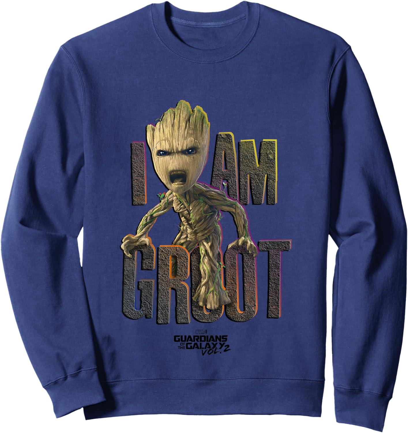 Kids Marvel Guardians of The Galaxy Vol. 2 Angry Baby Groot Sweatshirt - Sweatshirt | Navy