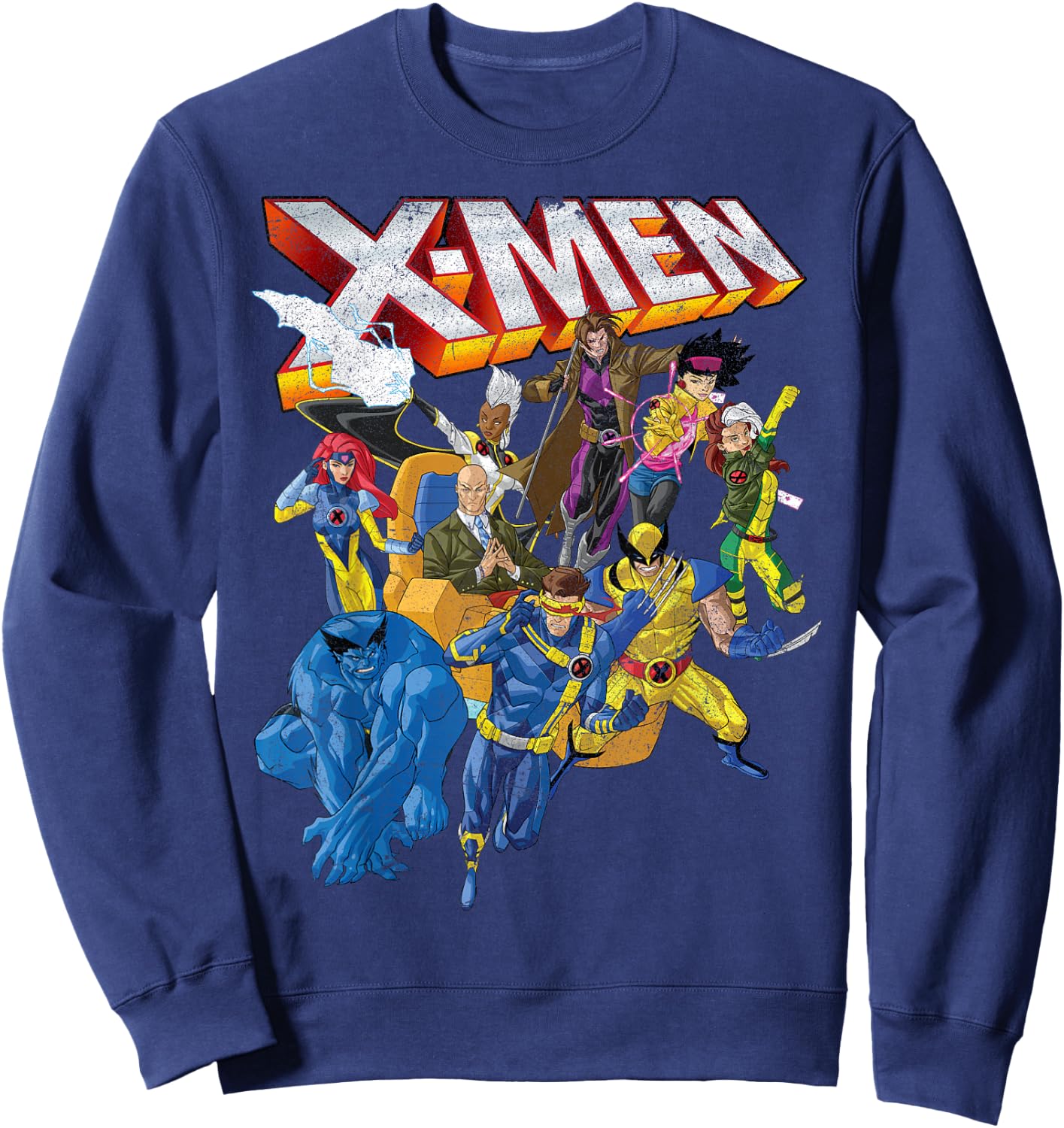 Marvel X-Men Vintage Group Shot Logo Sweatshirt - Sweatshirt | Navy