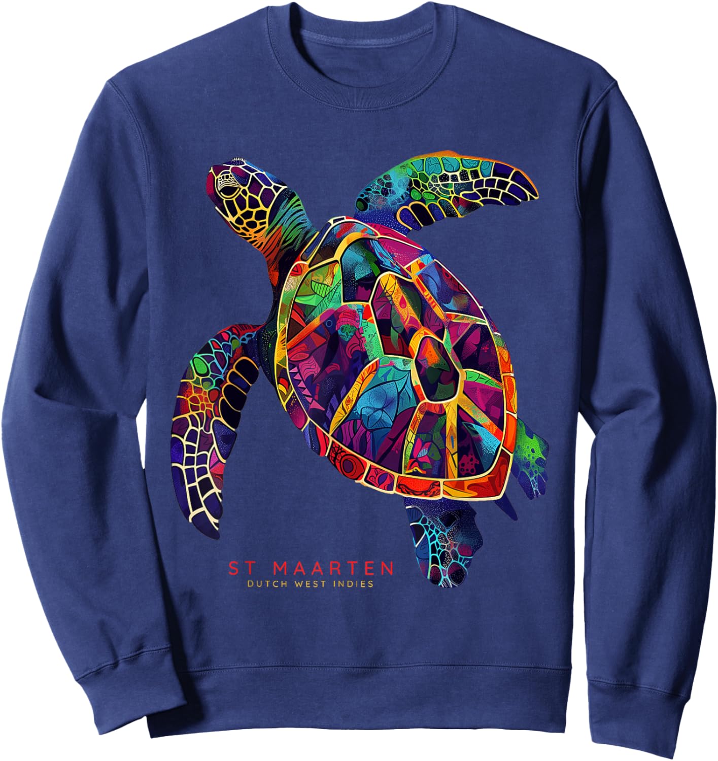 St. Maarten Dutch West Indies St. Martin Vacation Sea Turtle Sweatshirt - Sweatshirt | Navy