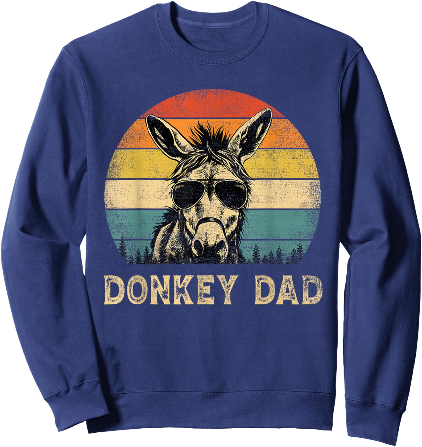 Vintage Donkey Dad Donkey Lovers Daddy Father's Day Sweatshirt - Sweatshirt | Navy