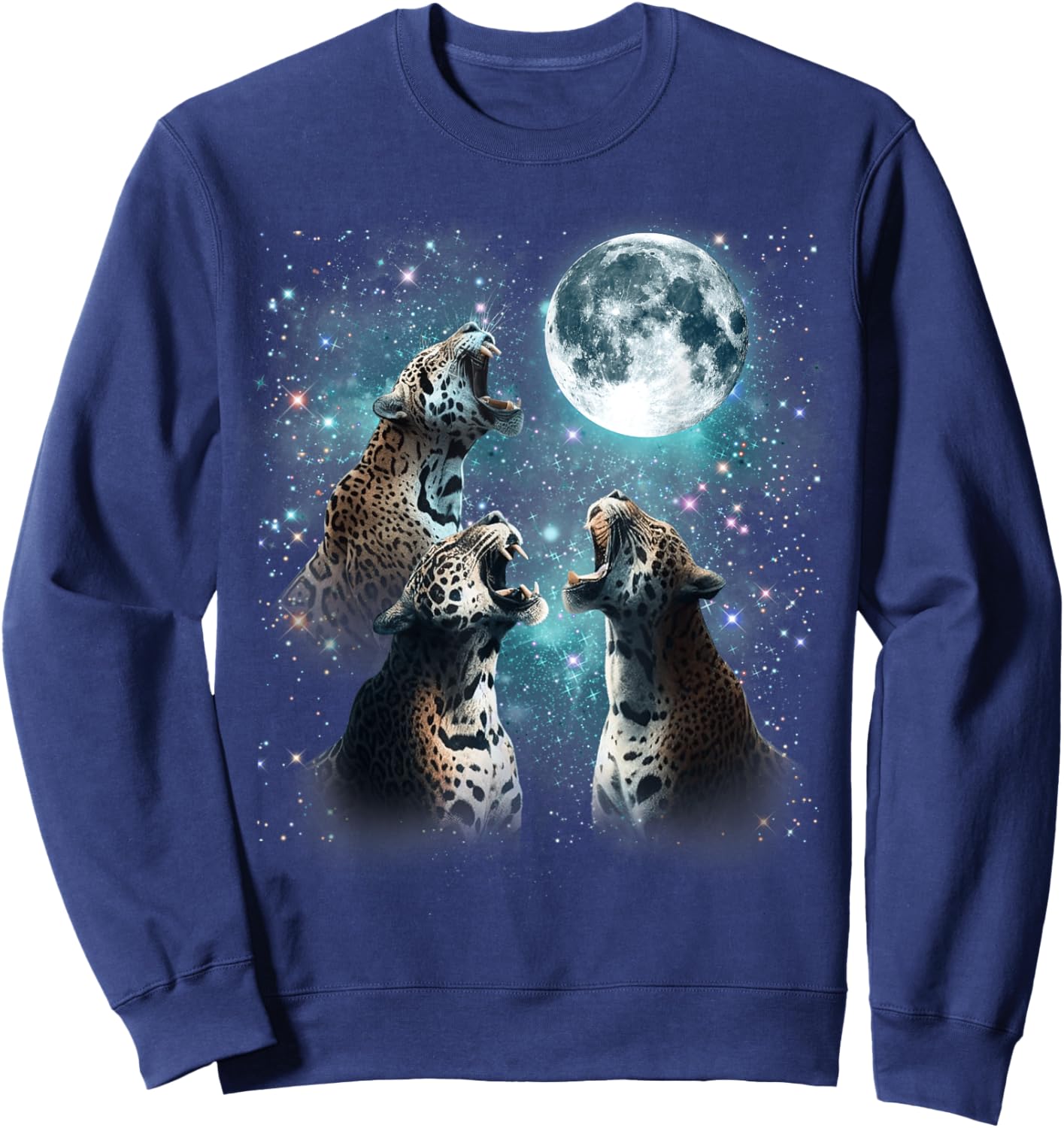 3 Jaguar Moon Howling Jaguar Head Funny , Women, Kid Sweatshirt - Sweatshirt | Navy