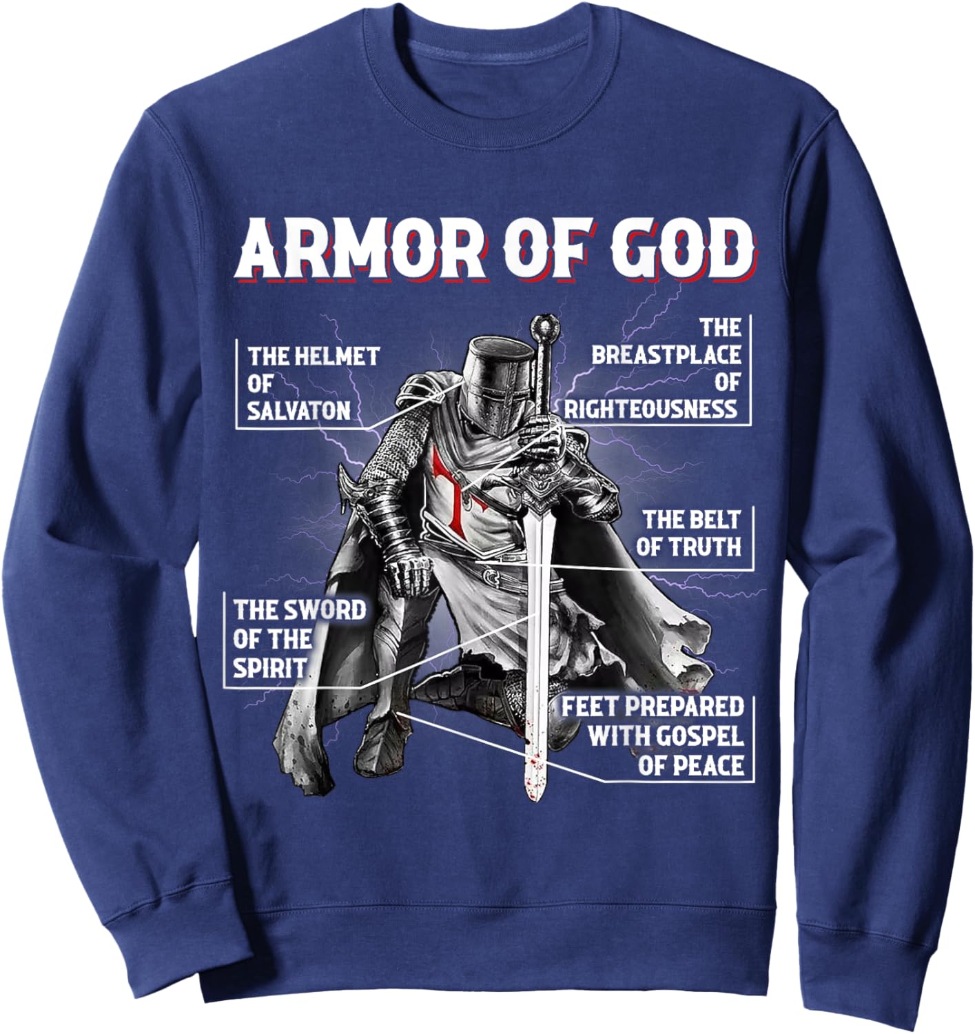 Armor Of God Bible Verse Cool,Ephesians 6:11 Christian Bible Sweatshirt - Sweatshirt | Navy