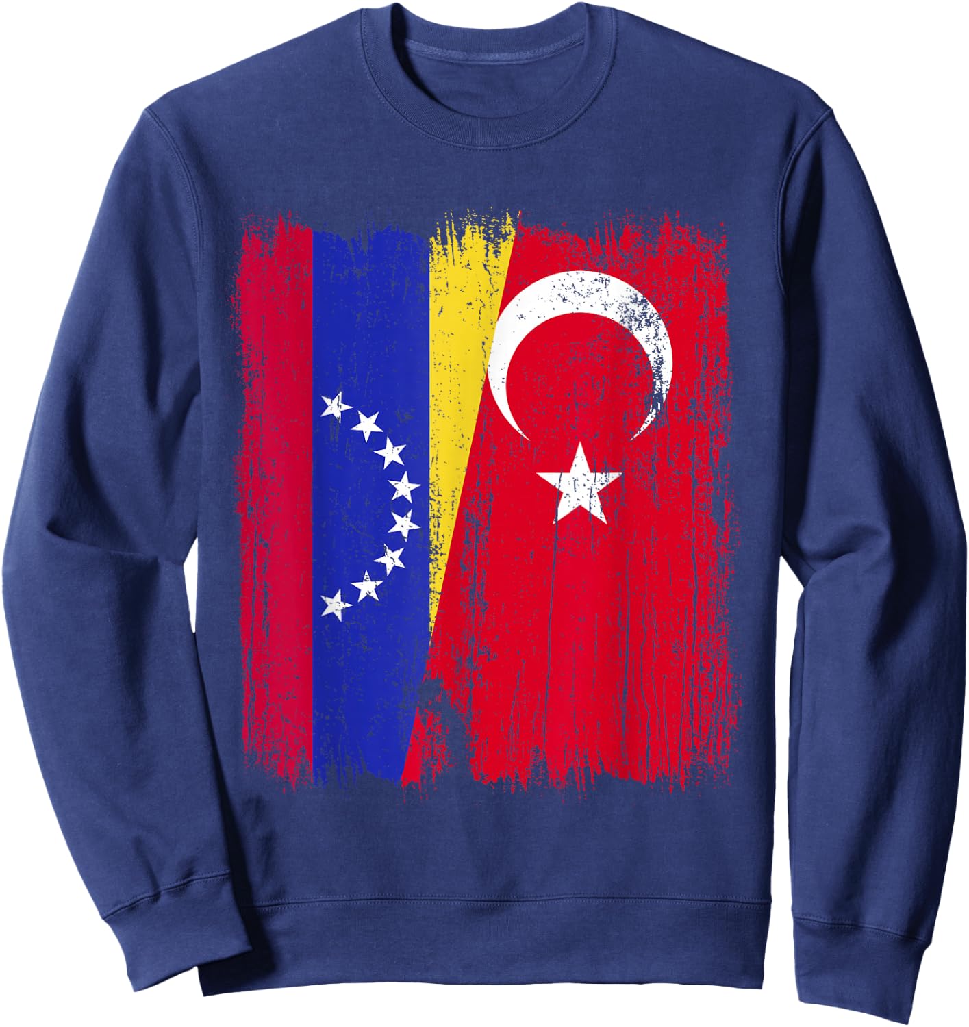 Venezuela Turkey Half Flag Turkiye Venezuelan Turkish Sweatshirt - Sweatshirt | Navy