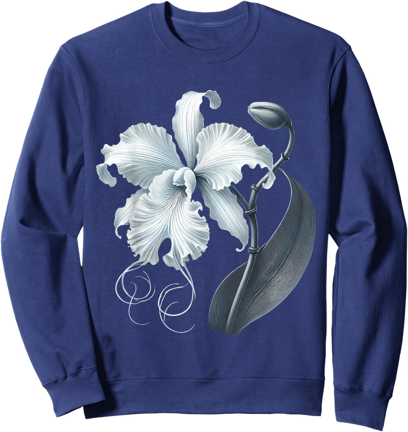 Ghost Orchid Flower Plant Sweatshirt - Sweatshirt | Navy