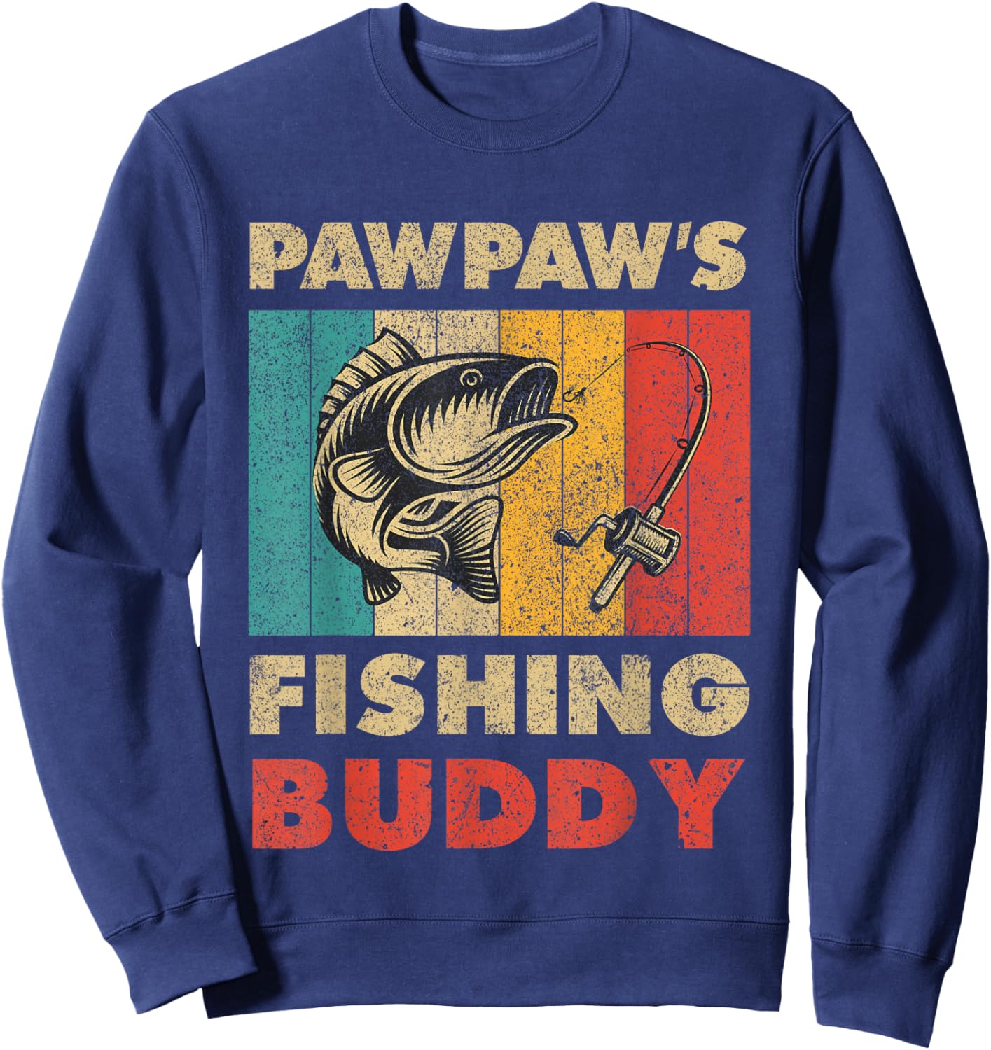 Funny Fishing Pawpaw's Fishing Buddy Vintage Fishing Sweatshirt - Sweatshirt | Navy