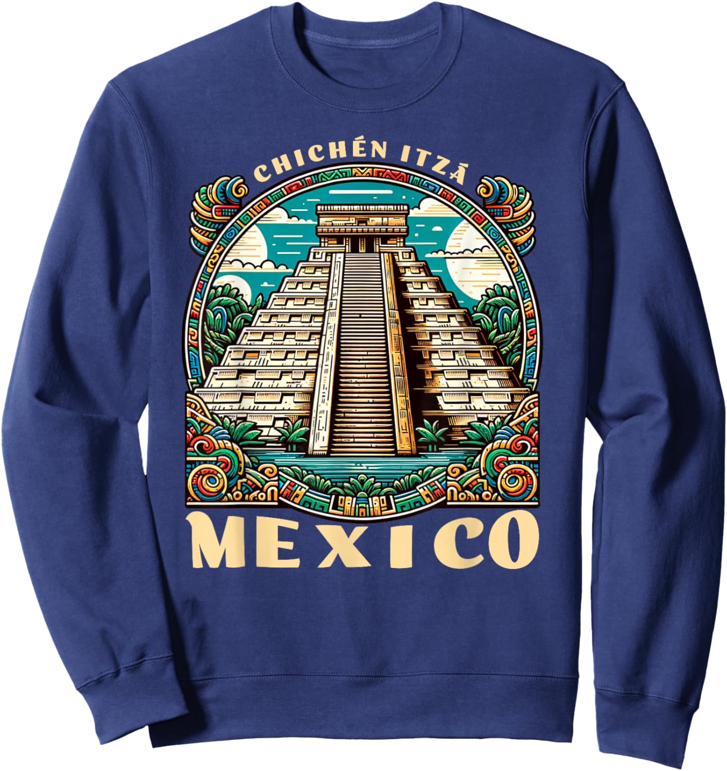 Matching Mexico Family Trip Chichen Itza Pyramids Mayan Ruins And Temple Of Kukulcan Aztec Mexican Vacation , Small, Black Sweatshirt - Sweatshirt | Navy
