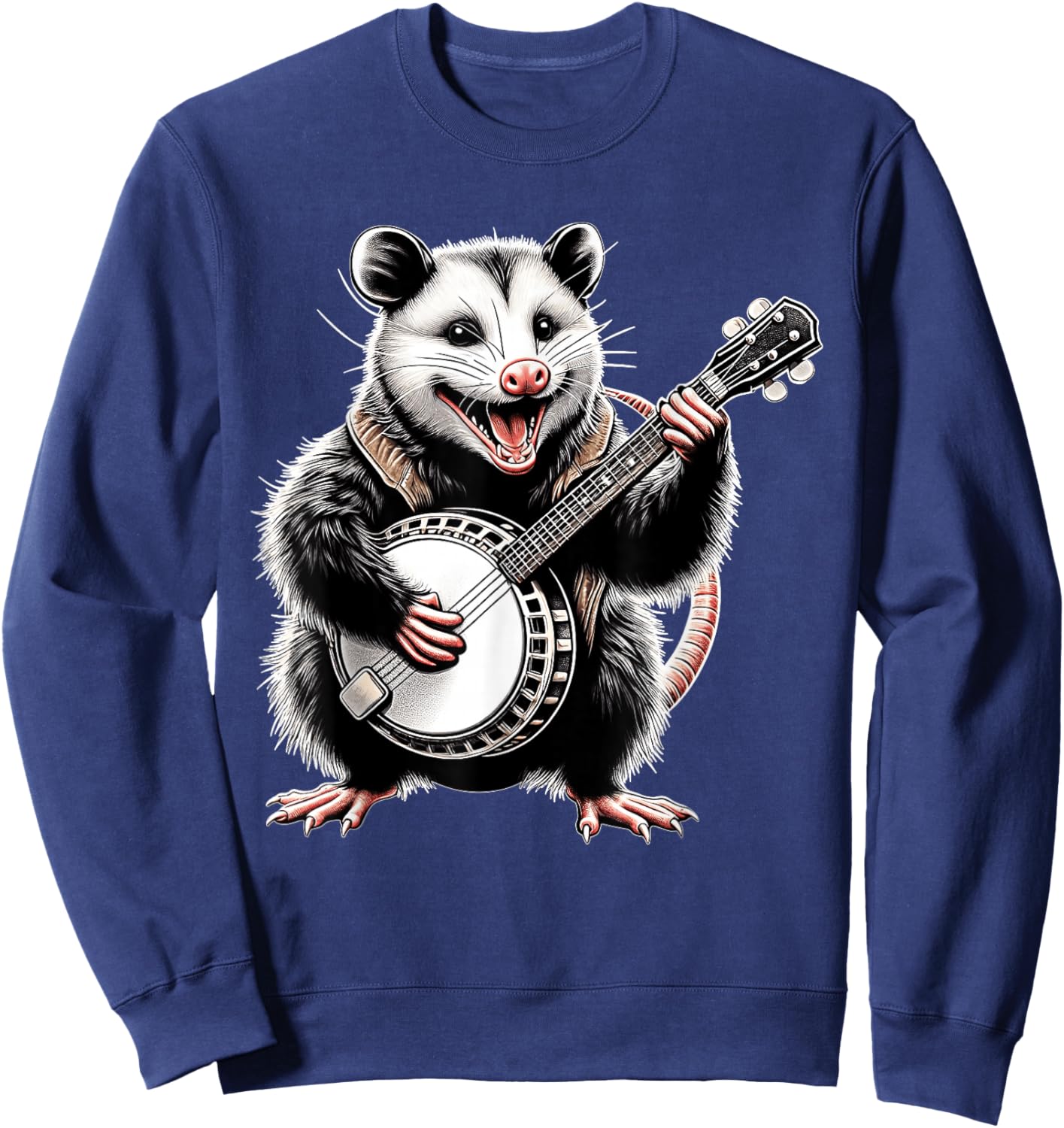 Opossum Possum Street Cat Bluegrass Banjo Player Sweatshirt - Sweatshirt | Navy