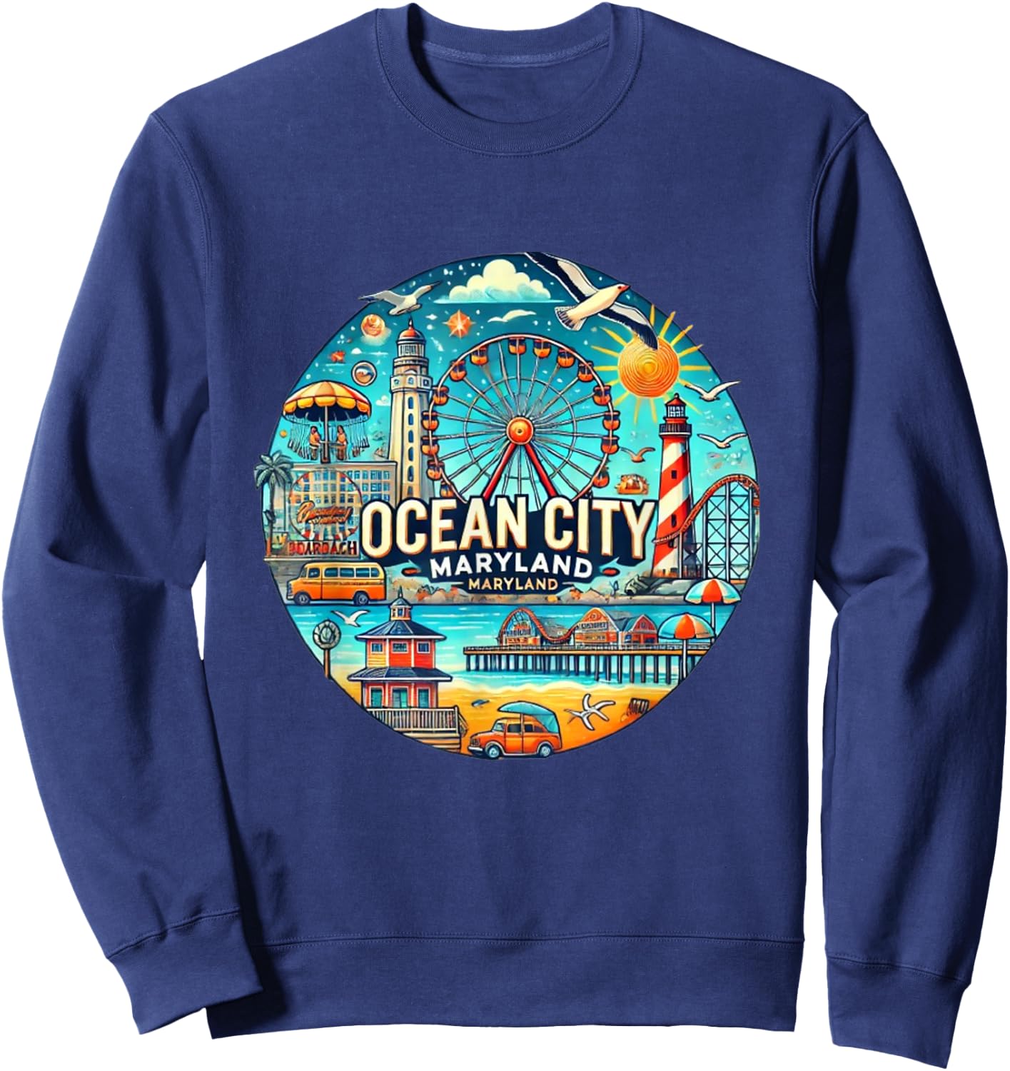 Ocean City Maryland Boardwalk youthful Sweatshirt - Sweatshirt | Navy
