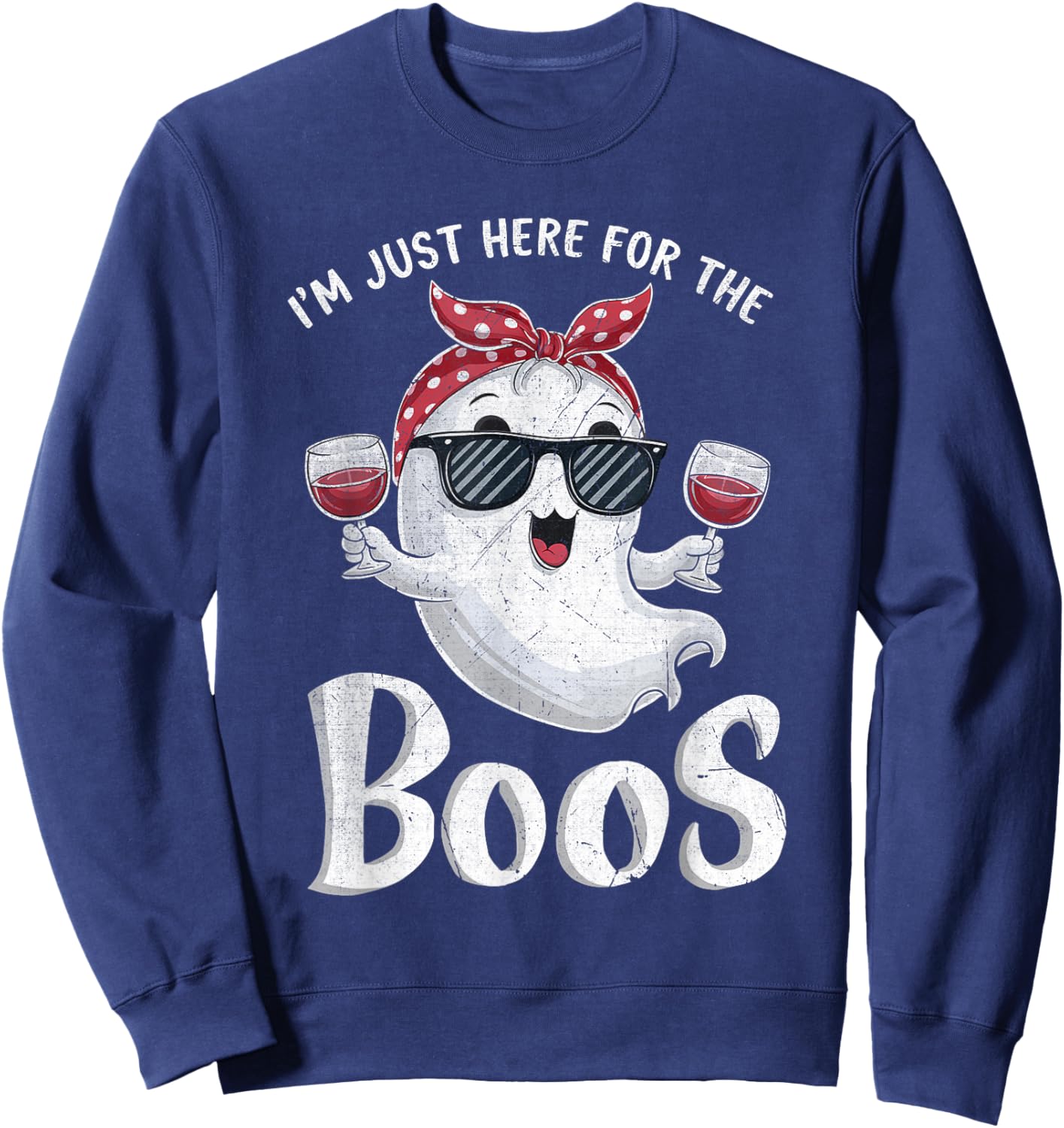 I'm Just Here for the Boos Funny Halloween Cute Ghost Sweatshirt - Sweatshirt | Navy