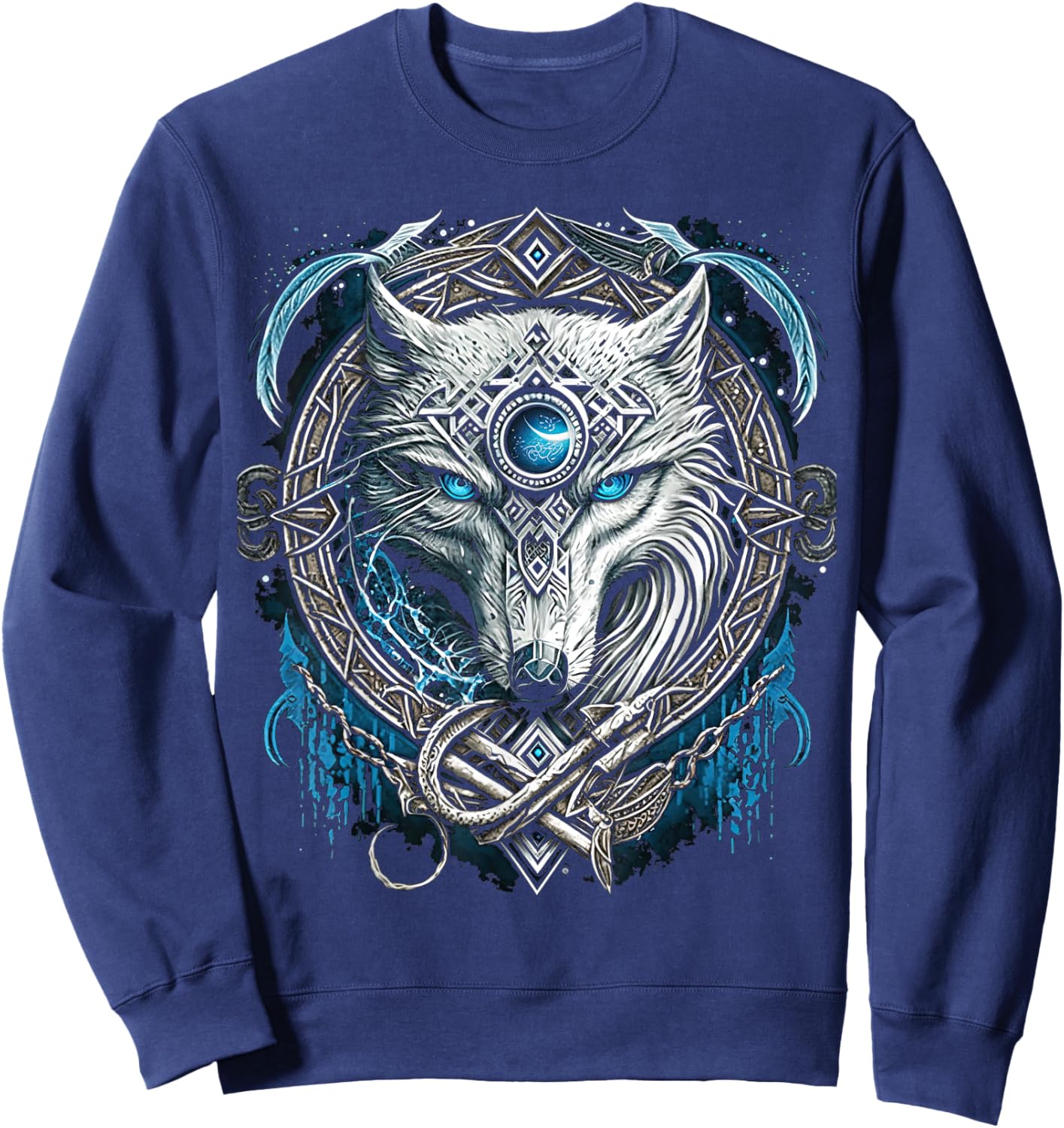 Odin's Wolf Northman Valhalla Norse Mythology Sweatshirt - Sweatshirt | Navy