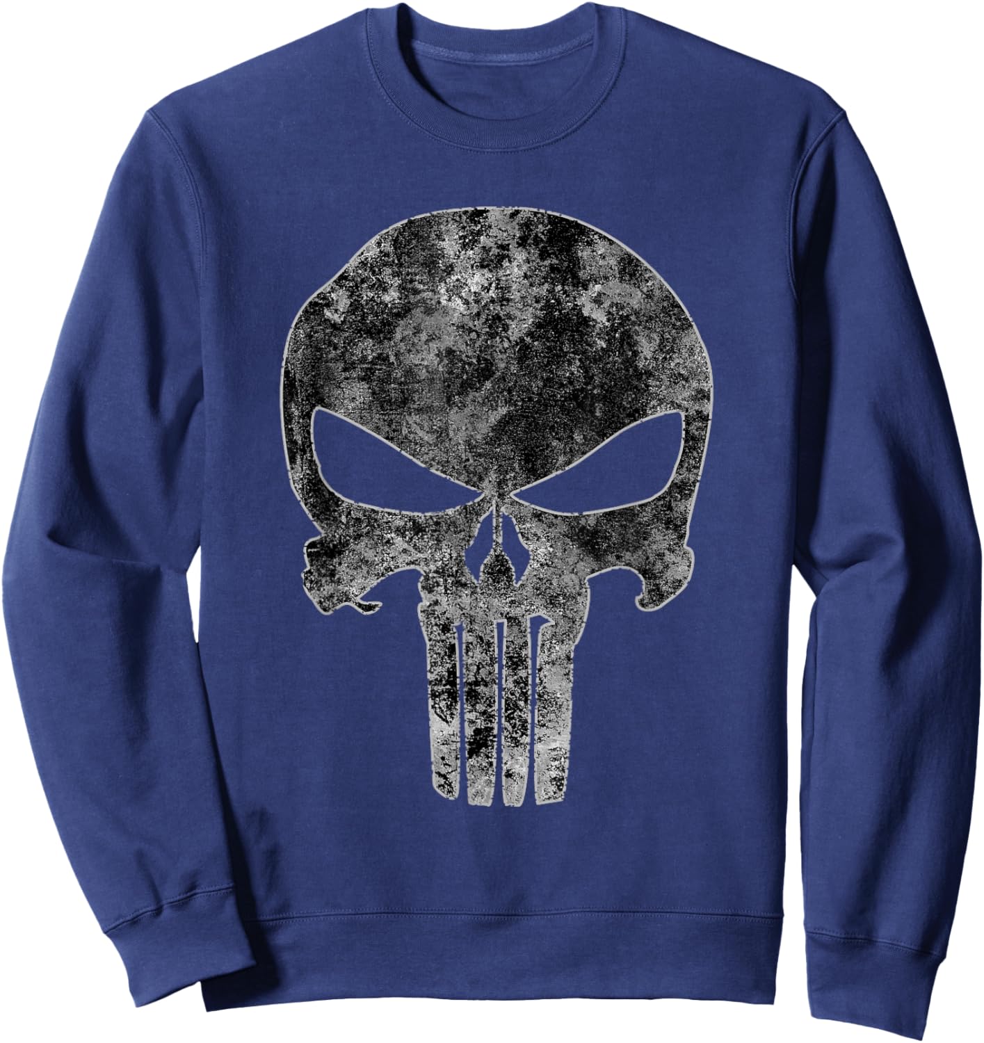 Marvel Punisher Monochrome Skull Vintage Chest Logo Sweatshirt - Sweatshirt | Navy